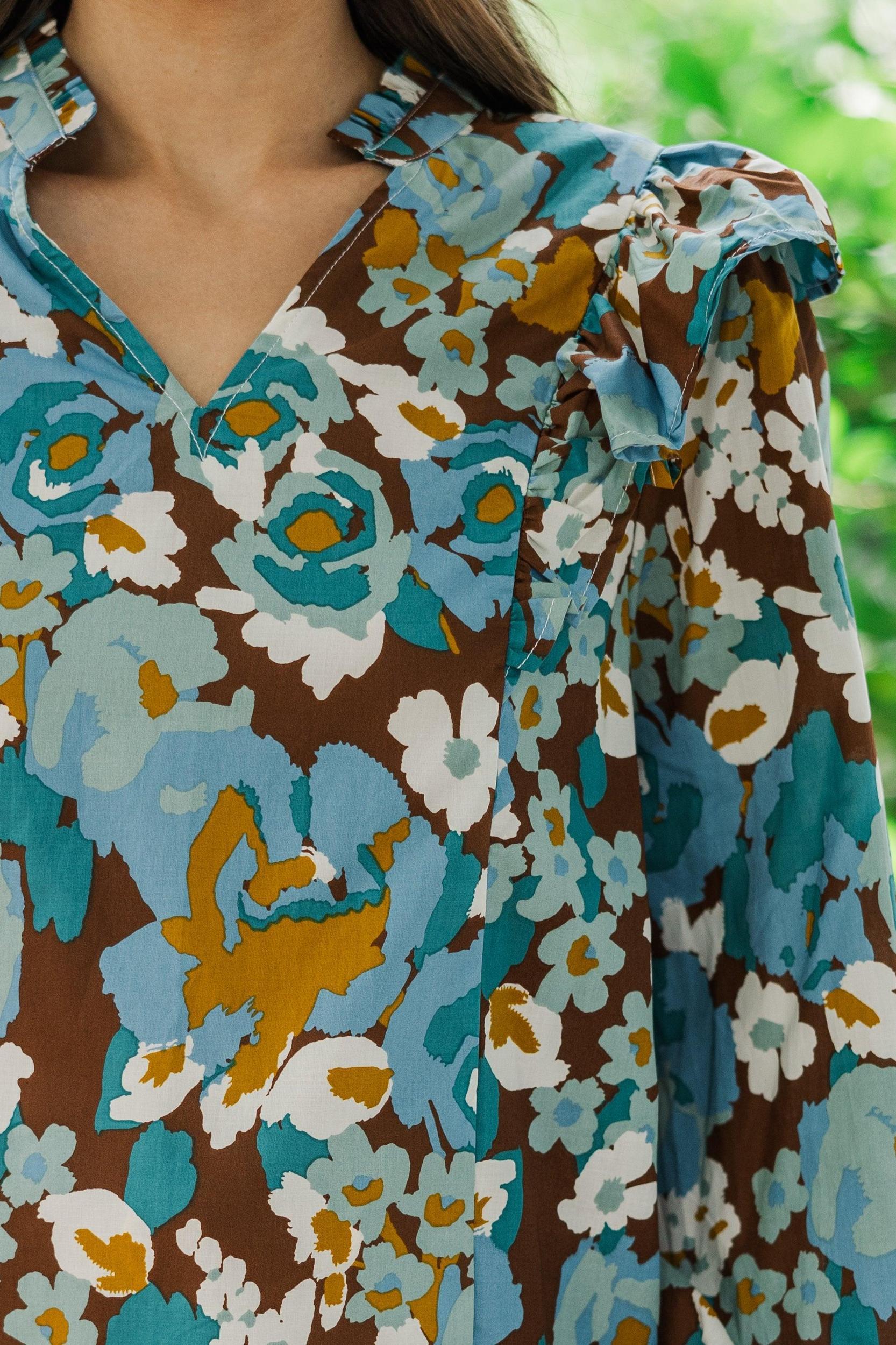 Ready For Today Blue Floral Blouse Female Product Image