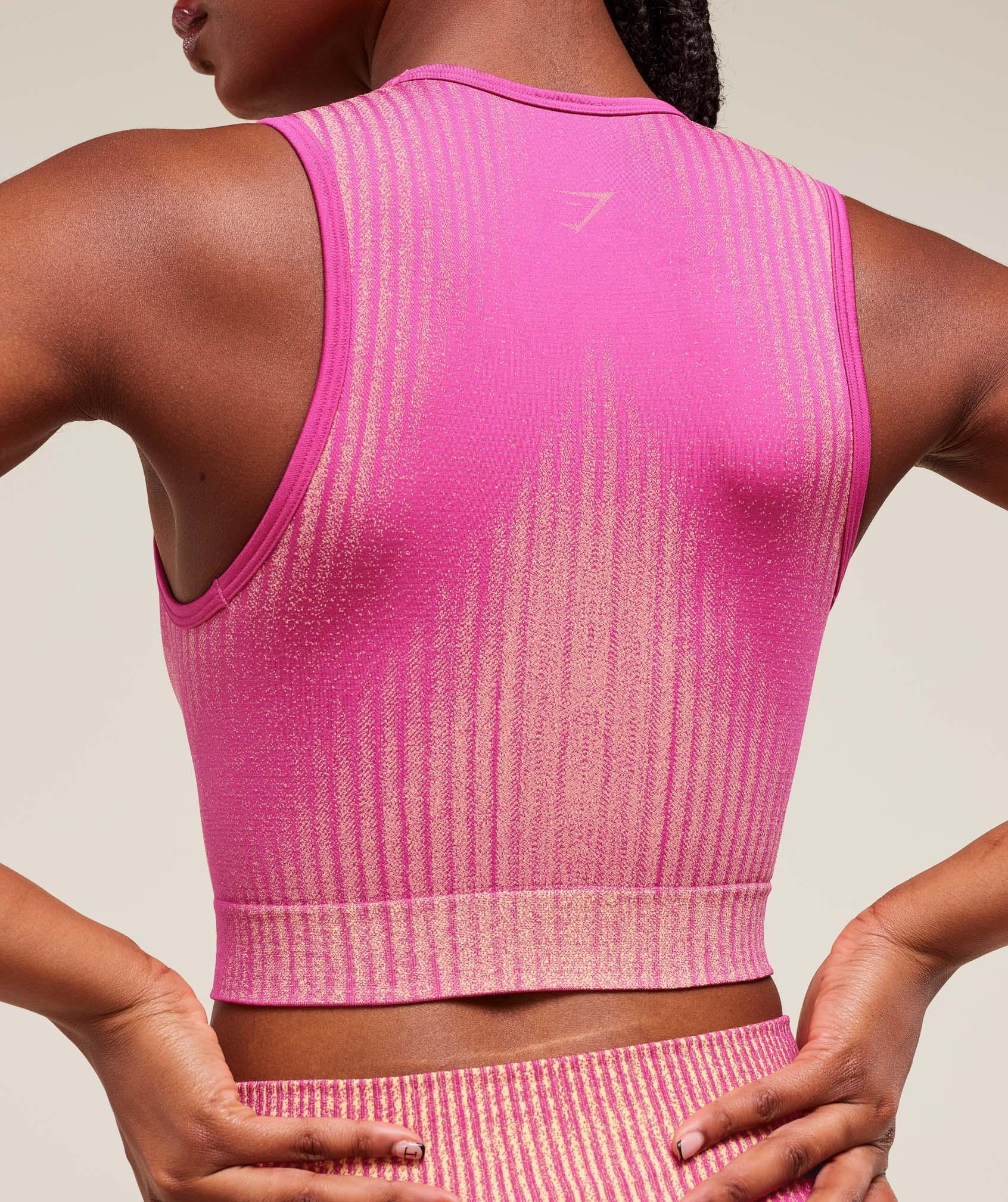 Gymshark Diffuse Seamless Cropped Tank - Winning Pink/Refresh Yellow Female Product Image