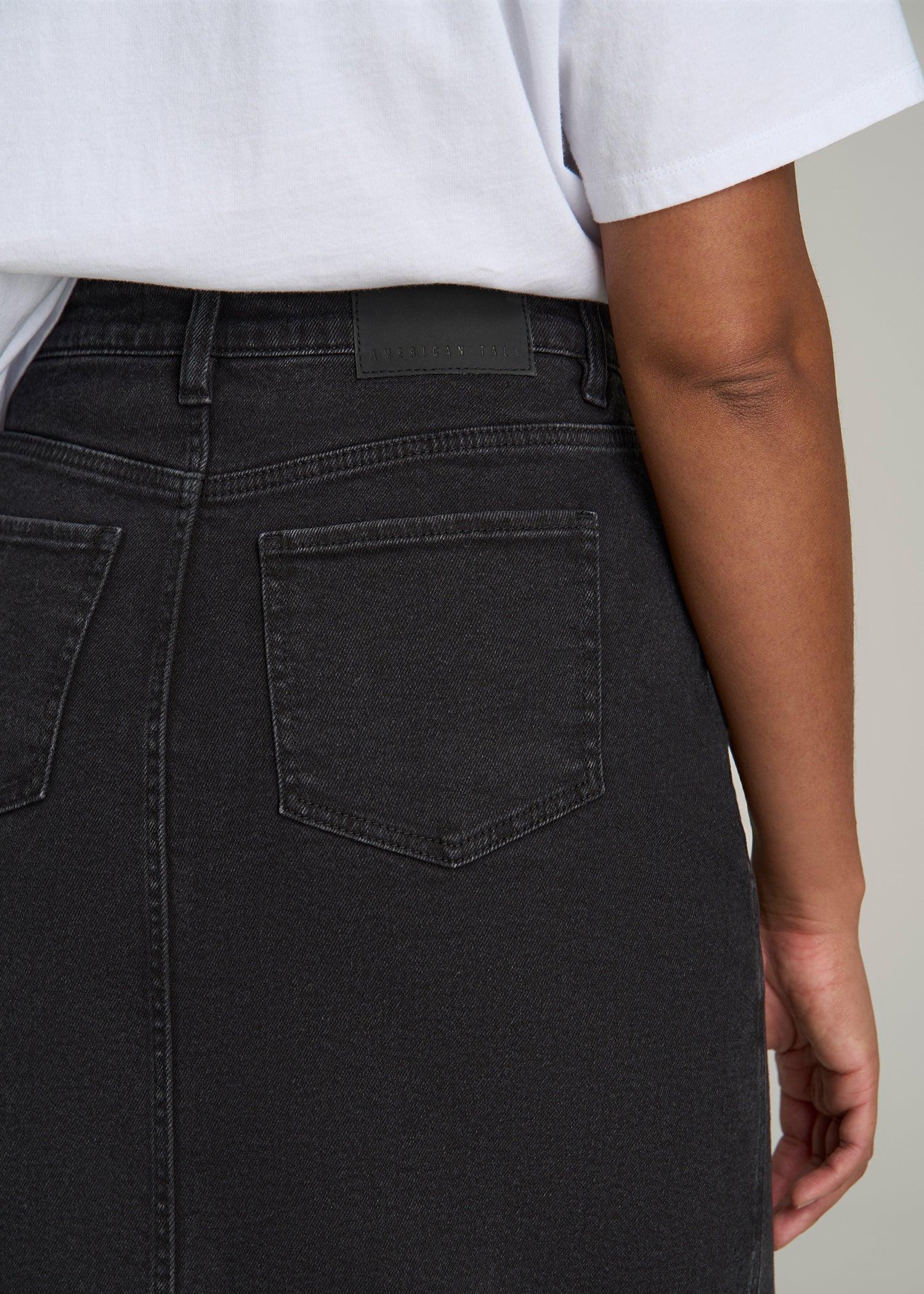 Denim Maxi Skirt for Tall Women in Onyx Black Wash Product Image