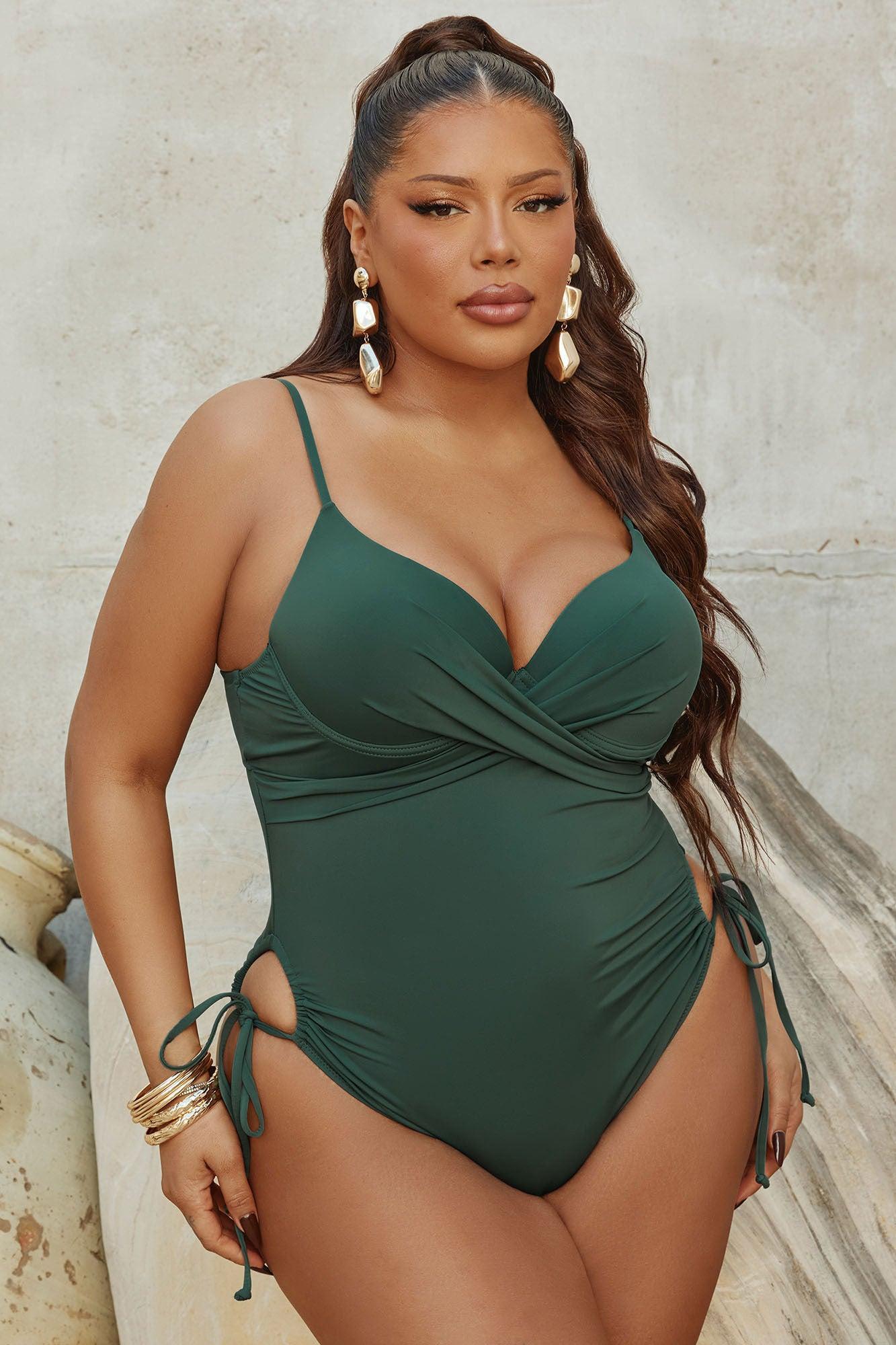 Sunrise Beach Ruched 1 Piece Swimsuit - Olive Product Image
