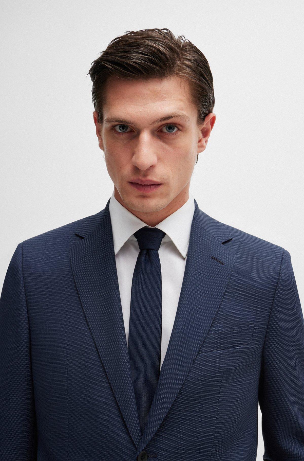 Regular-fit suit in micro-patterned stretch fabric Product Image