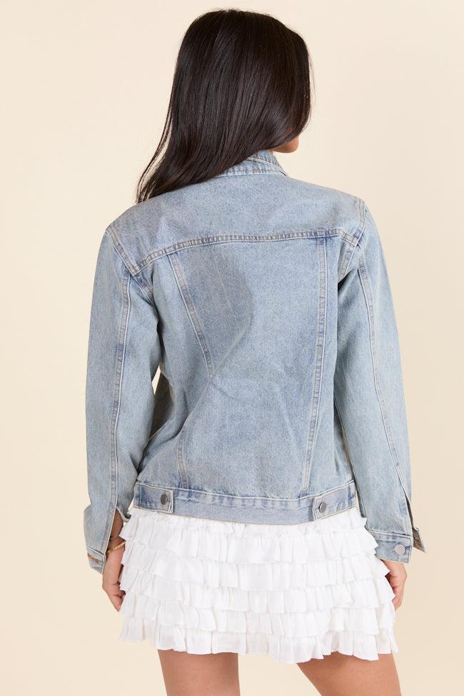 Brightest Night Light Wash Embellished Star Denim Jacket SALE Product Image