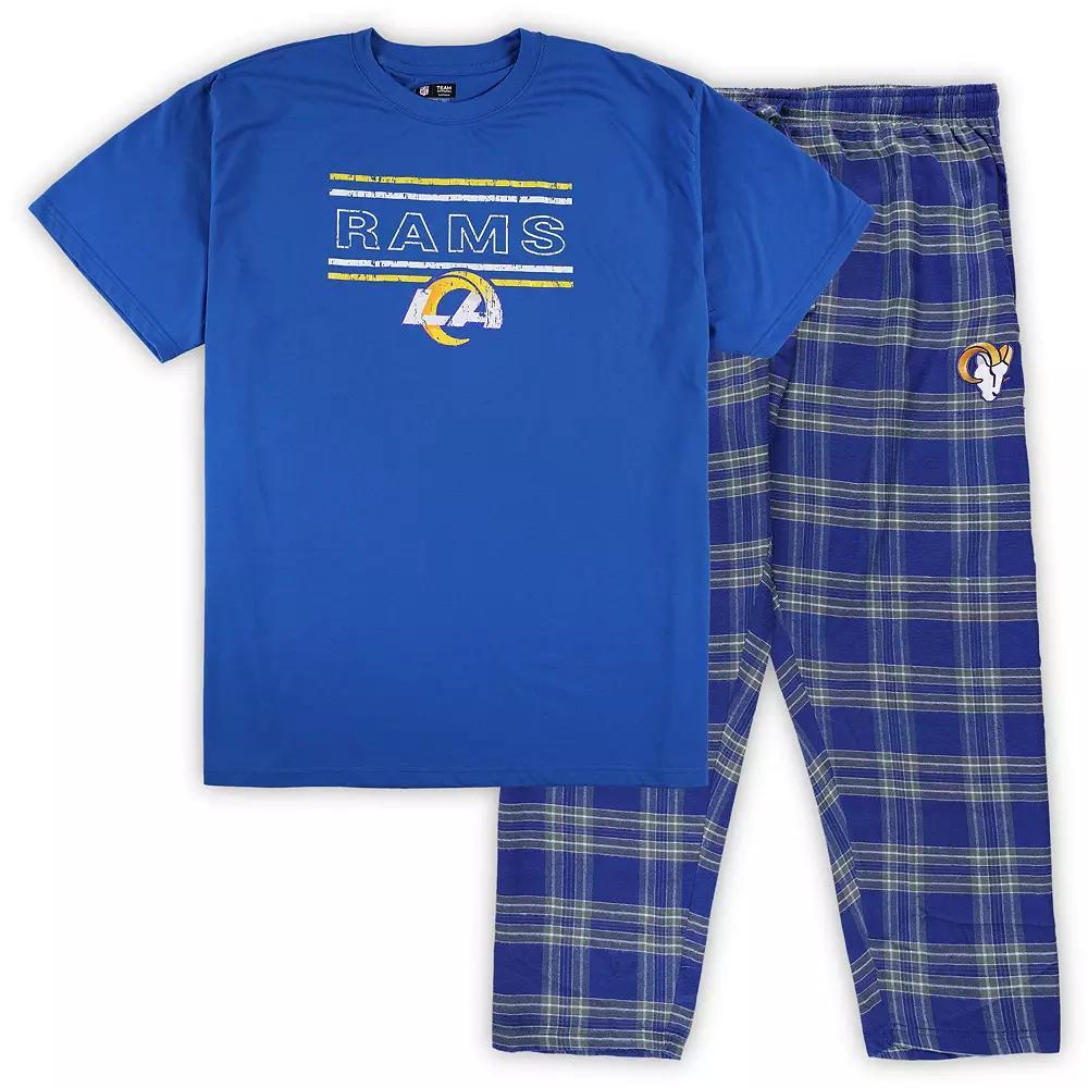 Men's Concepts Sport Royal/Gold Los Angeles Rams Big & Tall Flannel Sleep Set, Size: 5XB, Blue Product Image