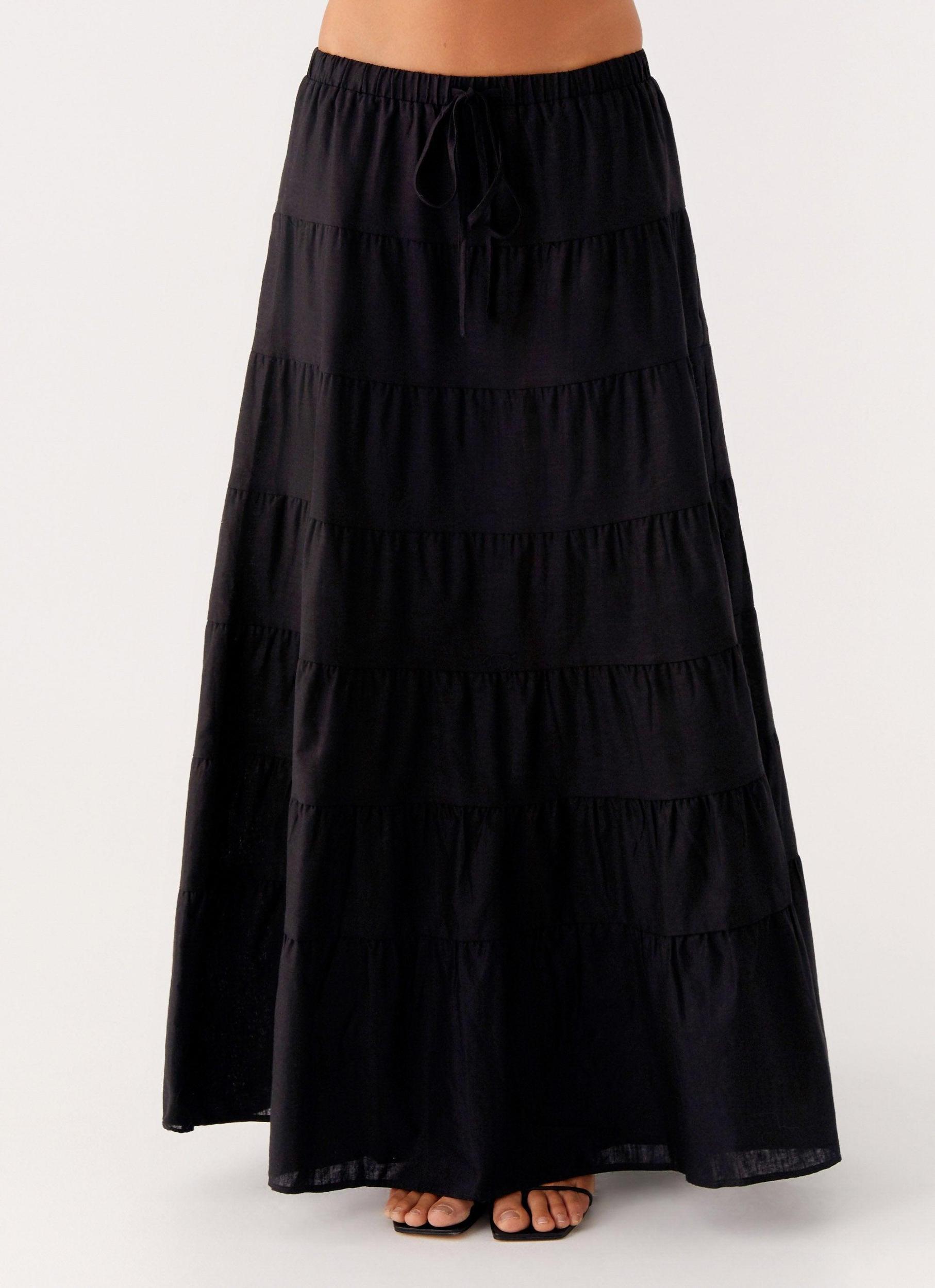 Mariella Linen Maxi Skirt - Black Product Image