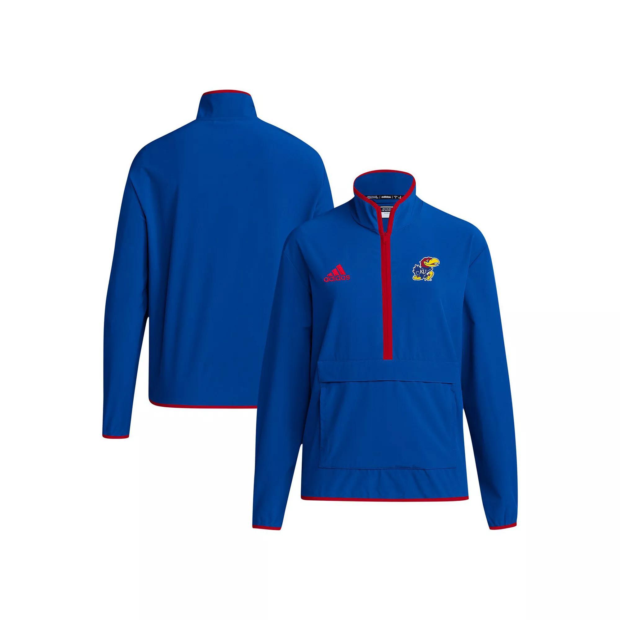 Men's adidas Royal Kansas Jayhawks Coaches Sideline Half-Zip Jacket, Size: Small, Blue Product Image