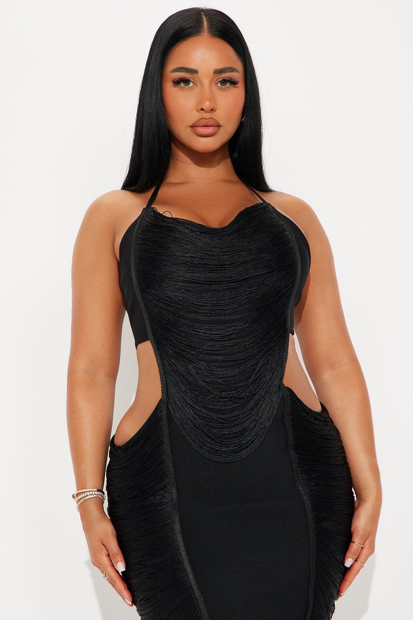 Set The Scene Bandage Midi Dress - Black Product Image