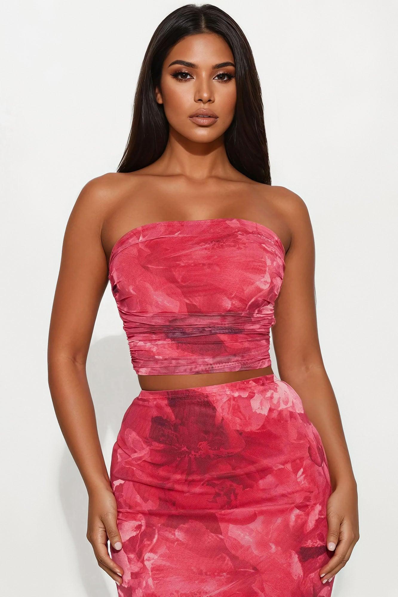 Wild Fleur Mesh Skirt Set - Pink/combo Product Image