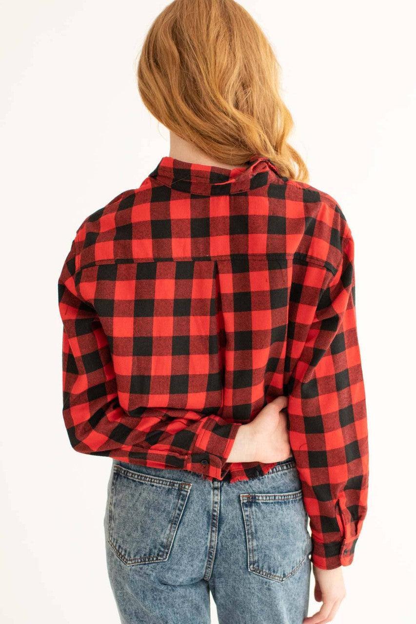 Red Cut Off Flannel Product Image