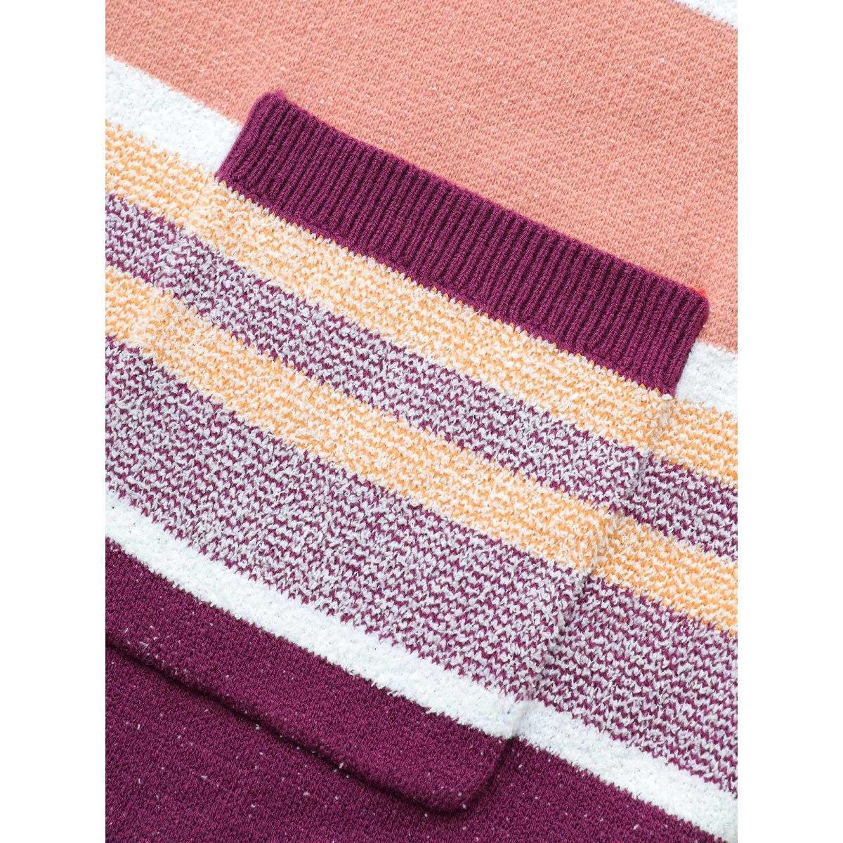 Plus Size Supersoft Essentials Striped Contrast Open Front Cardigan Purple Women Casual Loose Long Sleeve Dailywear Cardigans BloomChic 12/L Product Image