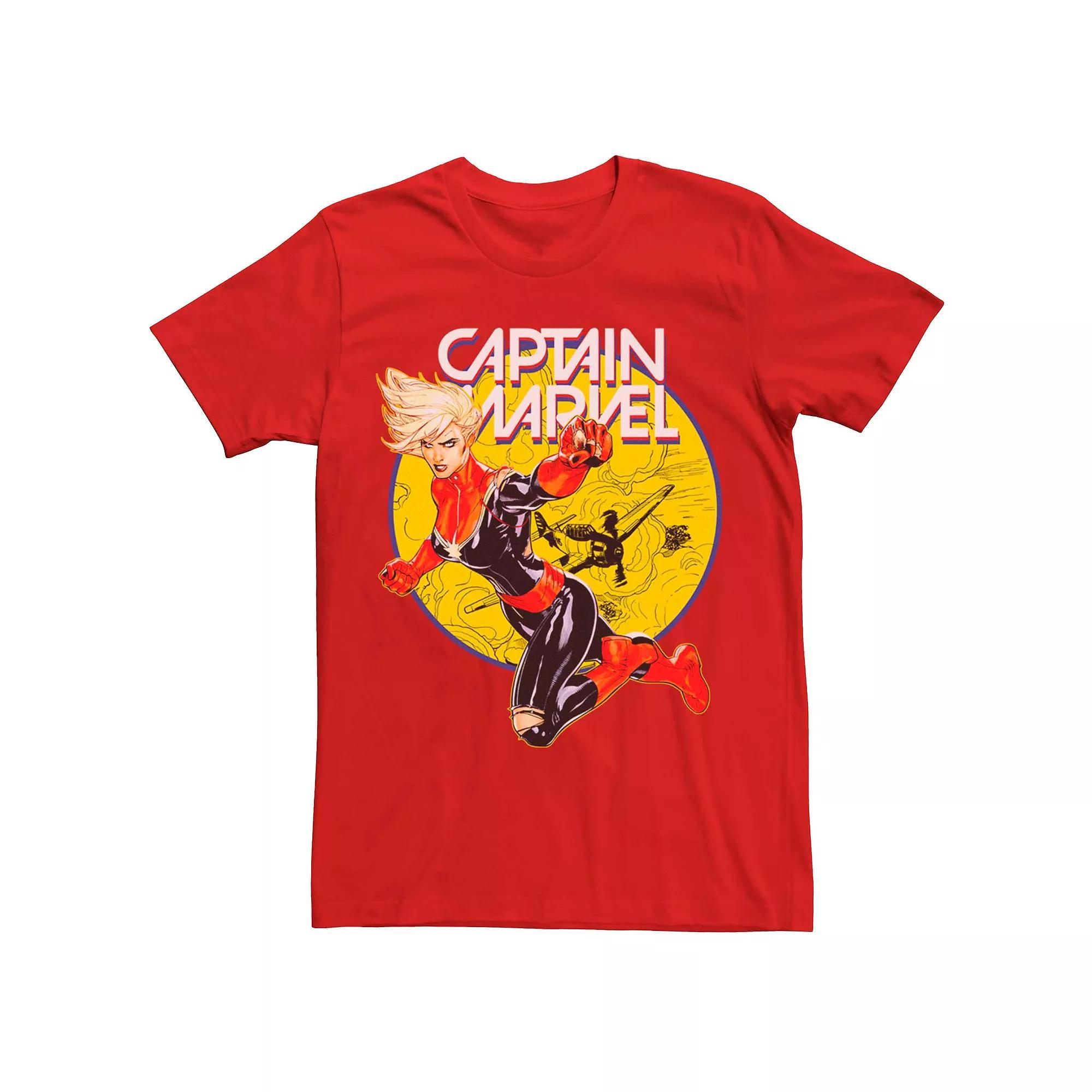 Men's Captain Marvel Vintage Portrait Tee, Size: Large, Red Product Image