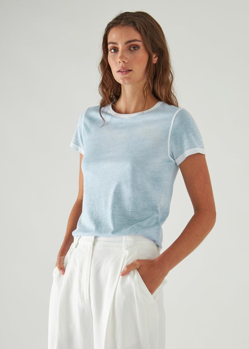 Patrick Assaraf Women's REVERSE SPRAY LIGHTWEIGHT PIMA COTTON T-SHIRT Product Image