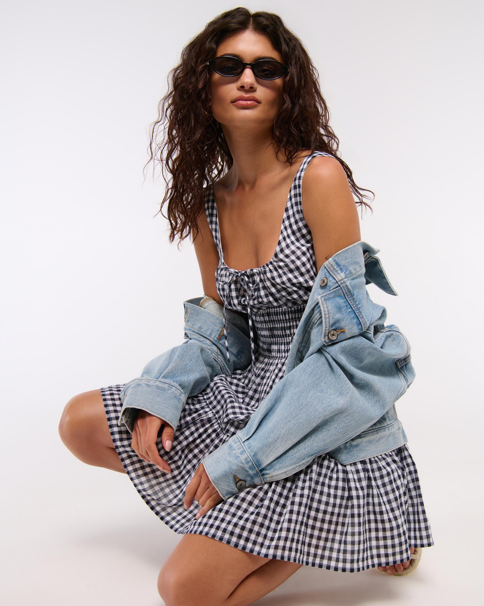 Smocked Tie-Front Mini Dress Product Image