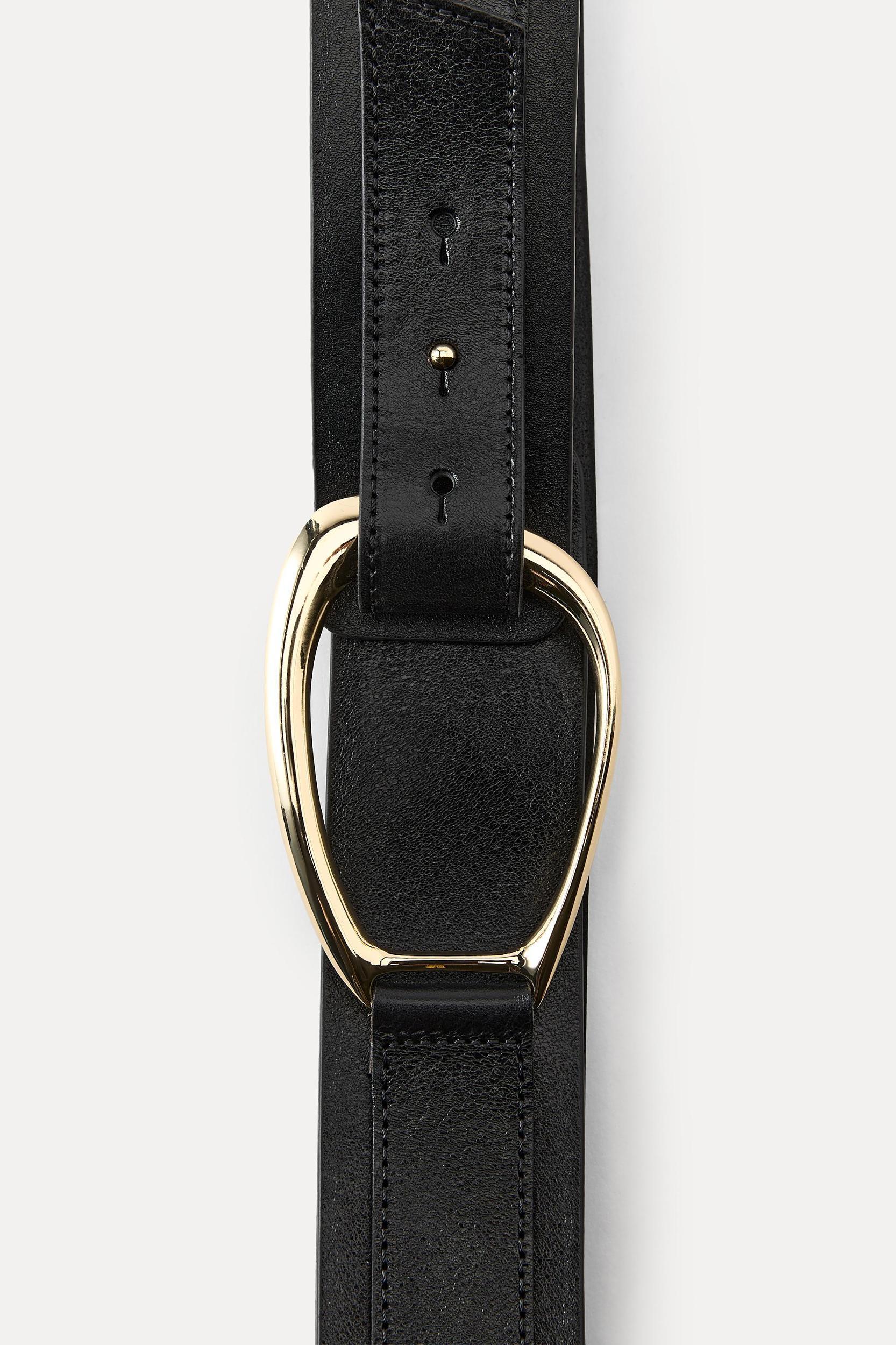 LEATHER SASH BELT WITH OVAL BUCKLE Product Image