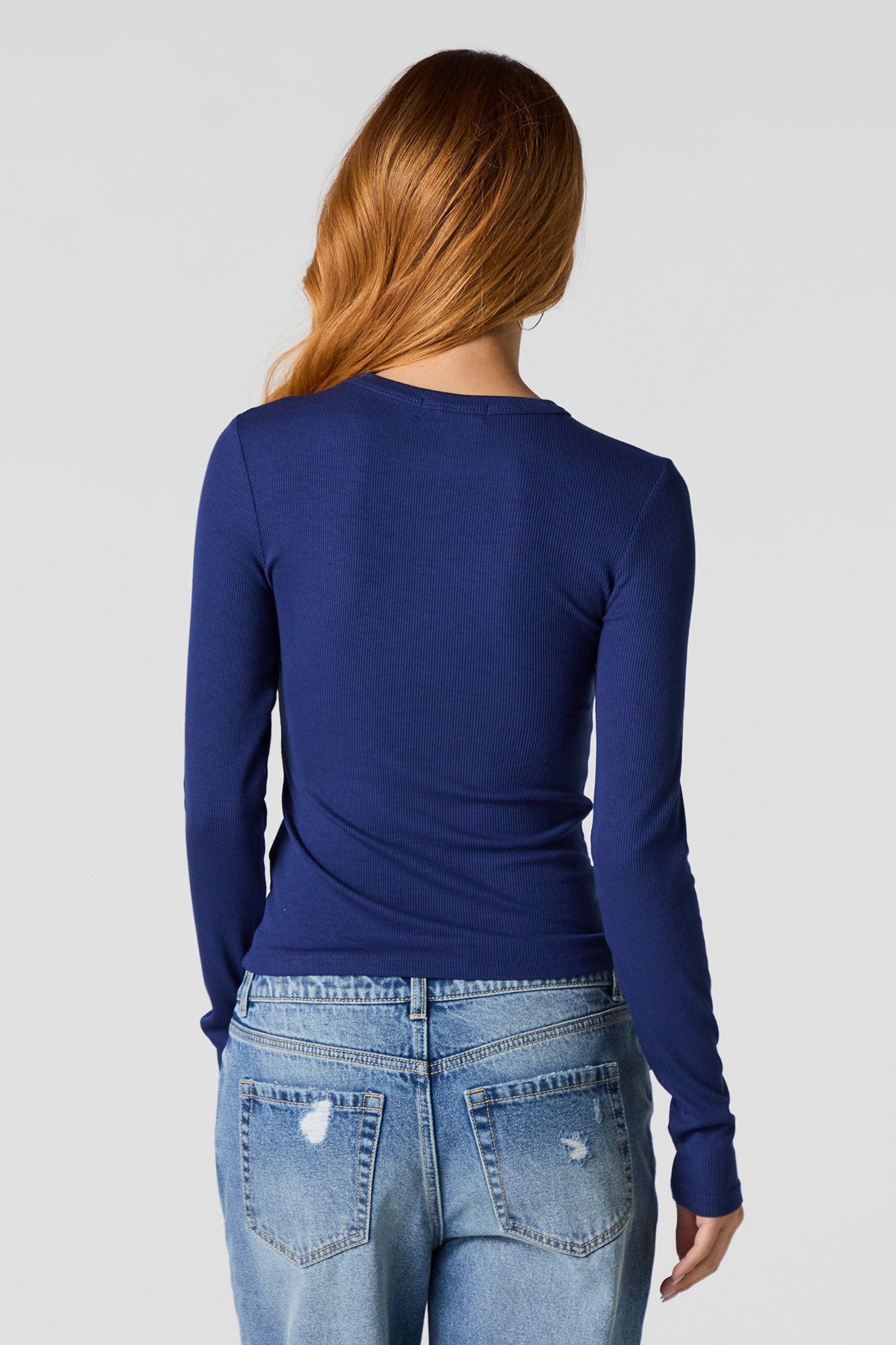 Ribbed Crewneck Long Sleeve Top Female Product Image