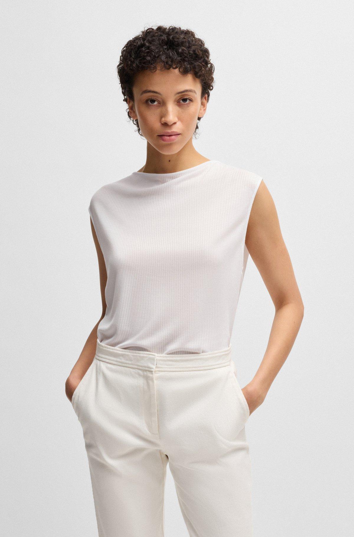 Sleeveless T-shirt with ribbed front Product Image