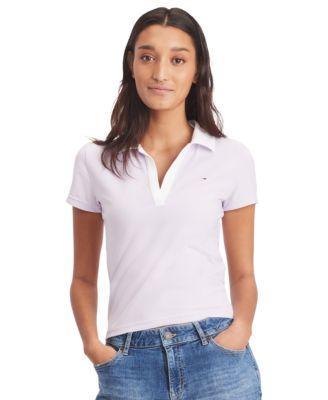 Tommy Jeans Womens Contrast-Collar Short-Sleeve Top Product Image