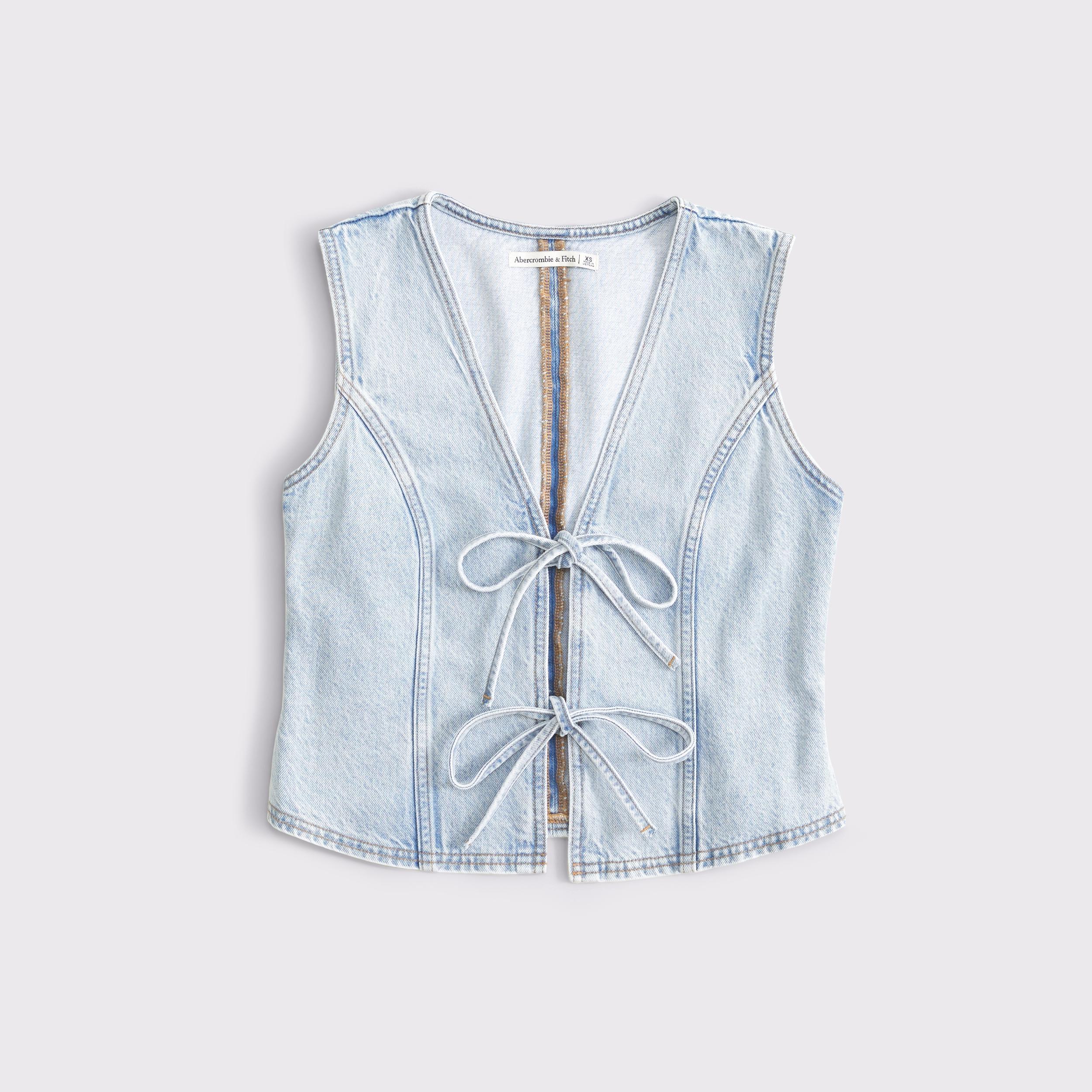 Tie-Front Denim Vest Product Image