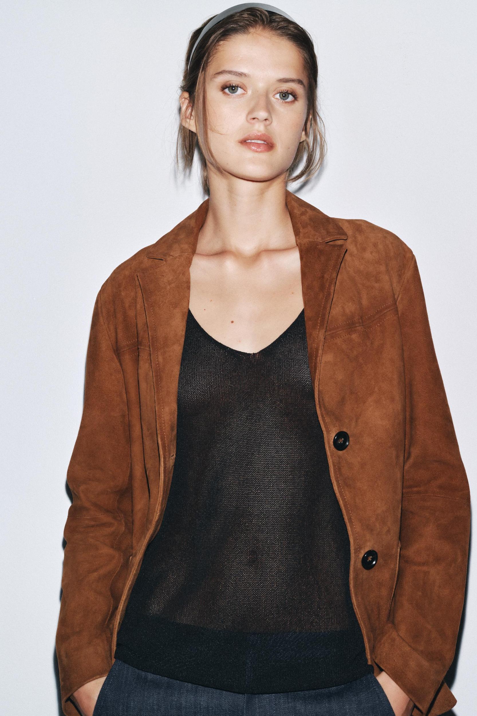 100% SUEDE OVERSIZE BLAZER ZW COLLECTION LIMITED EDITION Product Image