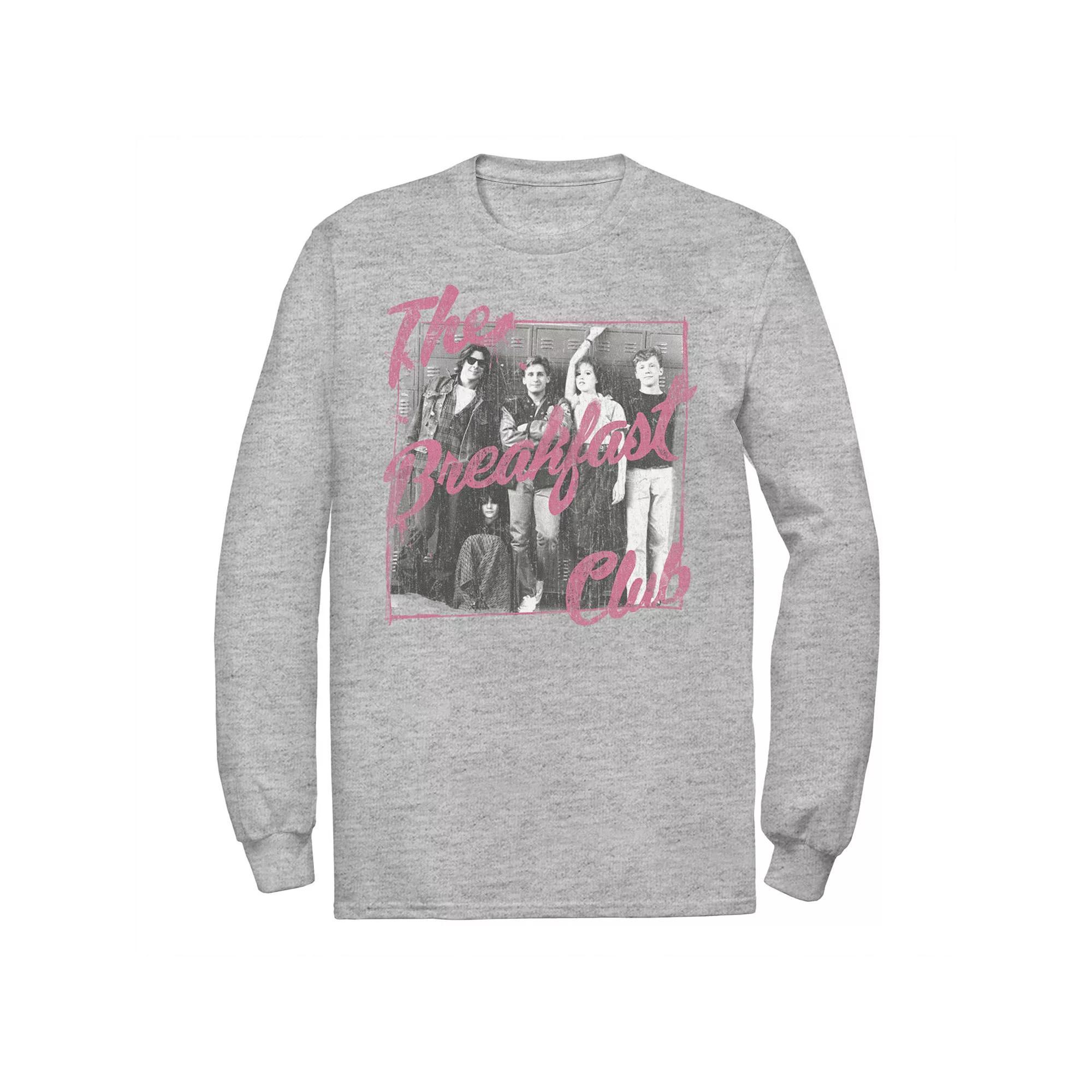 Men's Breakfast Club Pink Text Group Photograph Tee, Size: Large, Athletic Grey Product Image