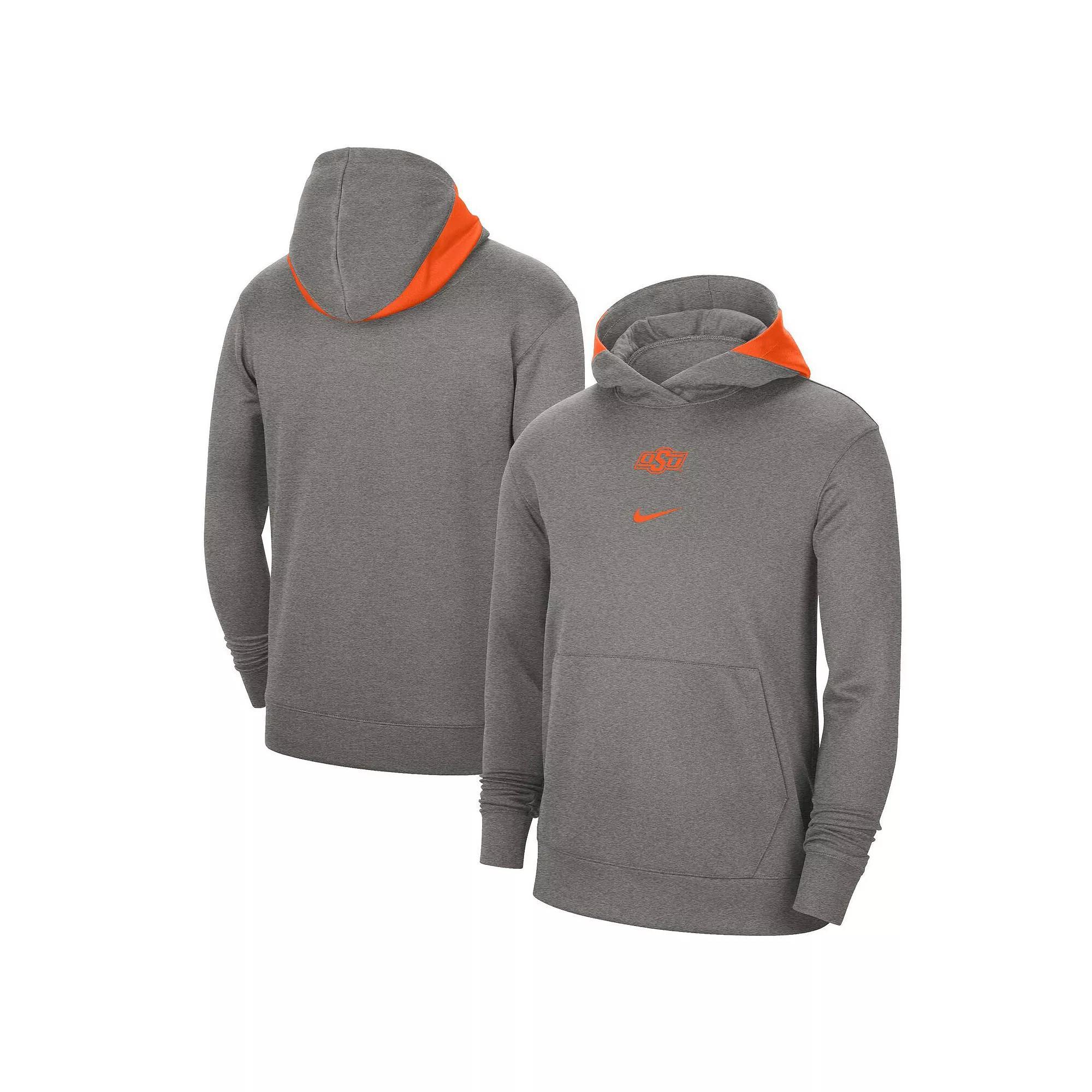 Men's Nike Heather Gray Oklahoma State Cowboys Team Basketball Spotlight Performance Pullover Hoodie, Size: 2XL, Grey Product Image