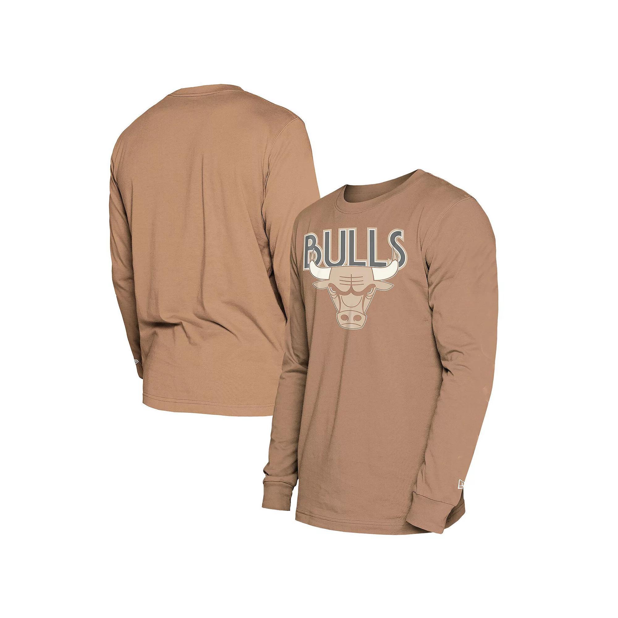 Men's New Era  Tan Chicago Bulls 2024/25 City Edition Long Sleeve T-Shirt, Size: XL, Team Product Image