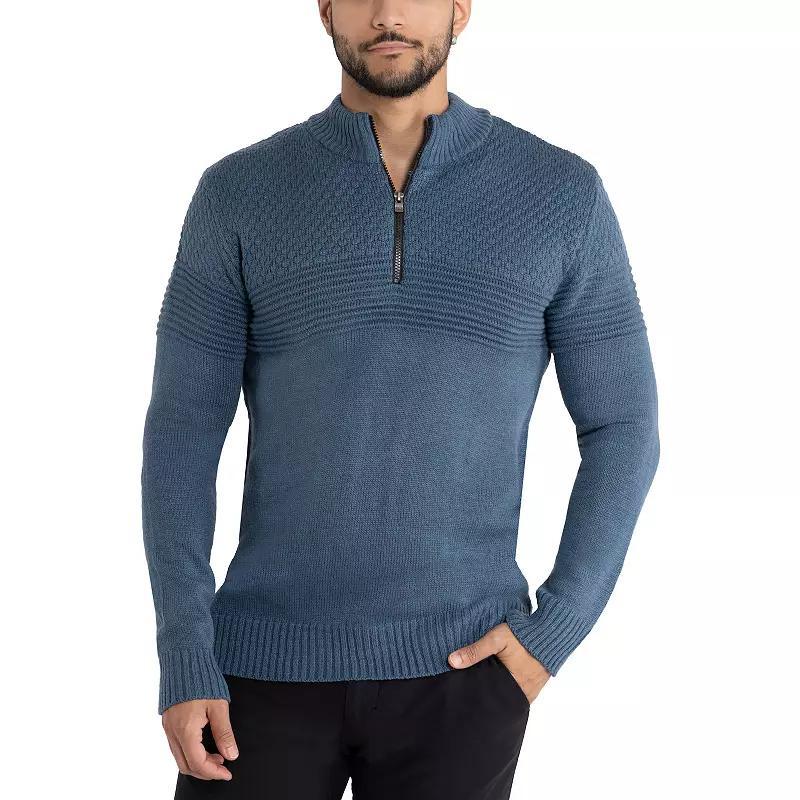Mens Xray Pattern Block Quarter Zip Sweater Blue Product Image