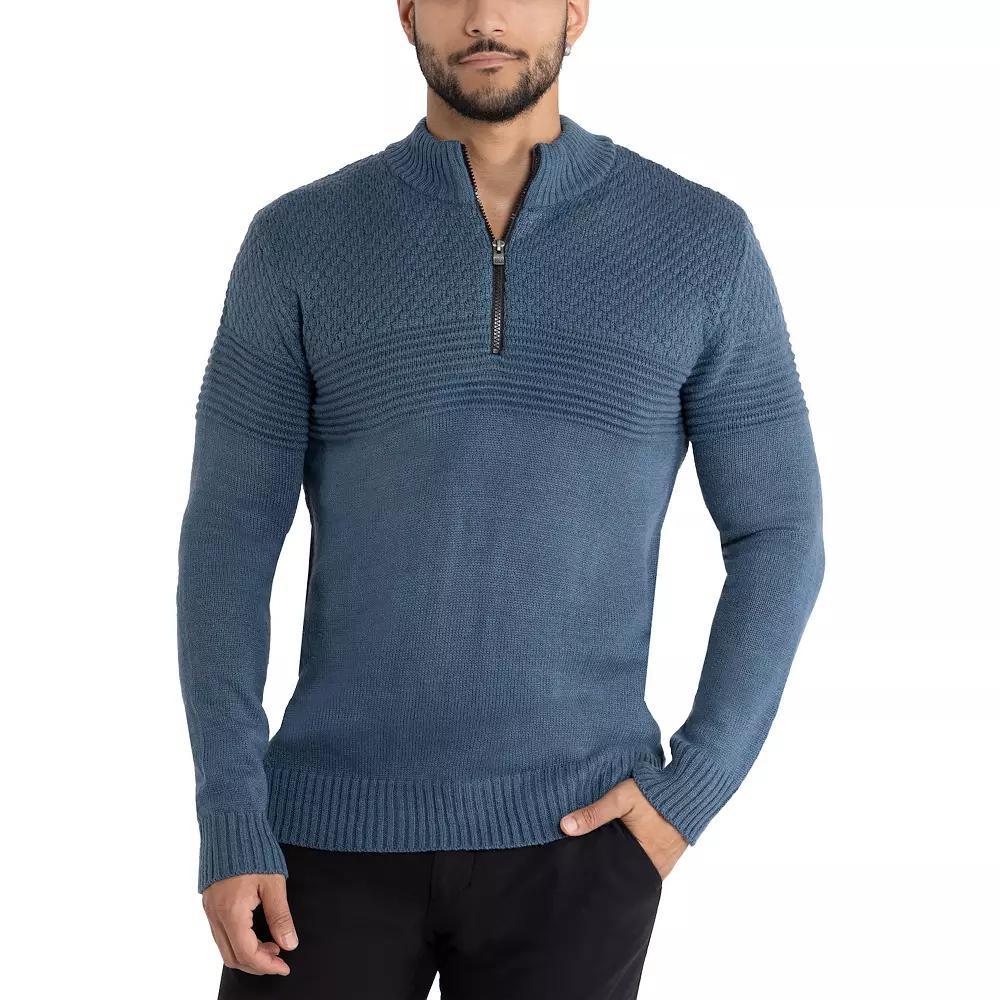 Mens Xray Pattern Block Quarter Zip Sweater Blue Product Image
