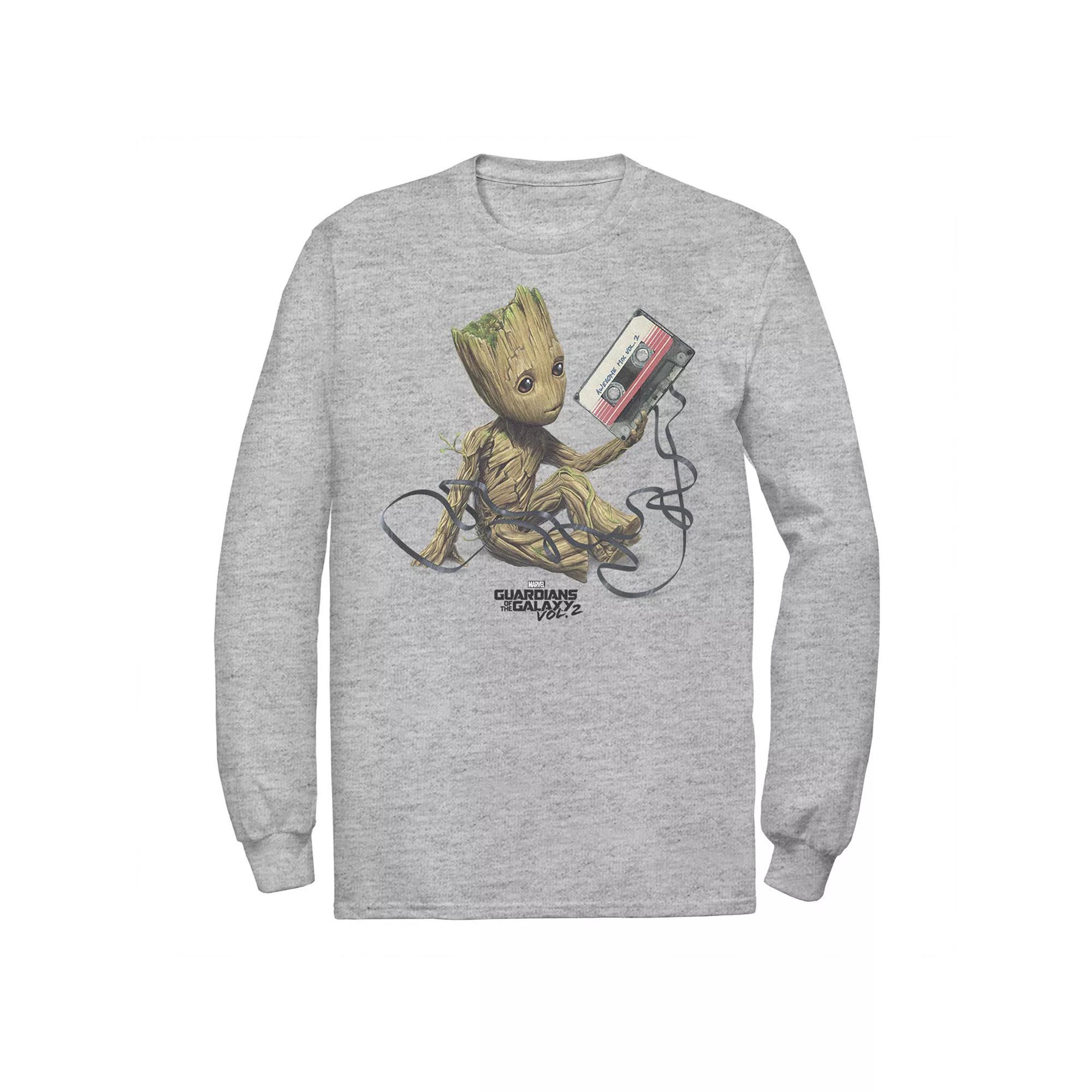 Men's Marvel Guardians Of The Galaxy Vol. 2 Groot Tape Portrait Long Sleeve Graphic Tee, Size: XXL, Athletic Grey Product Image