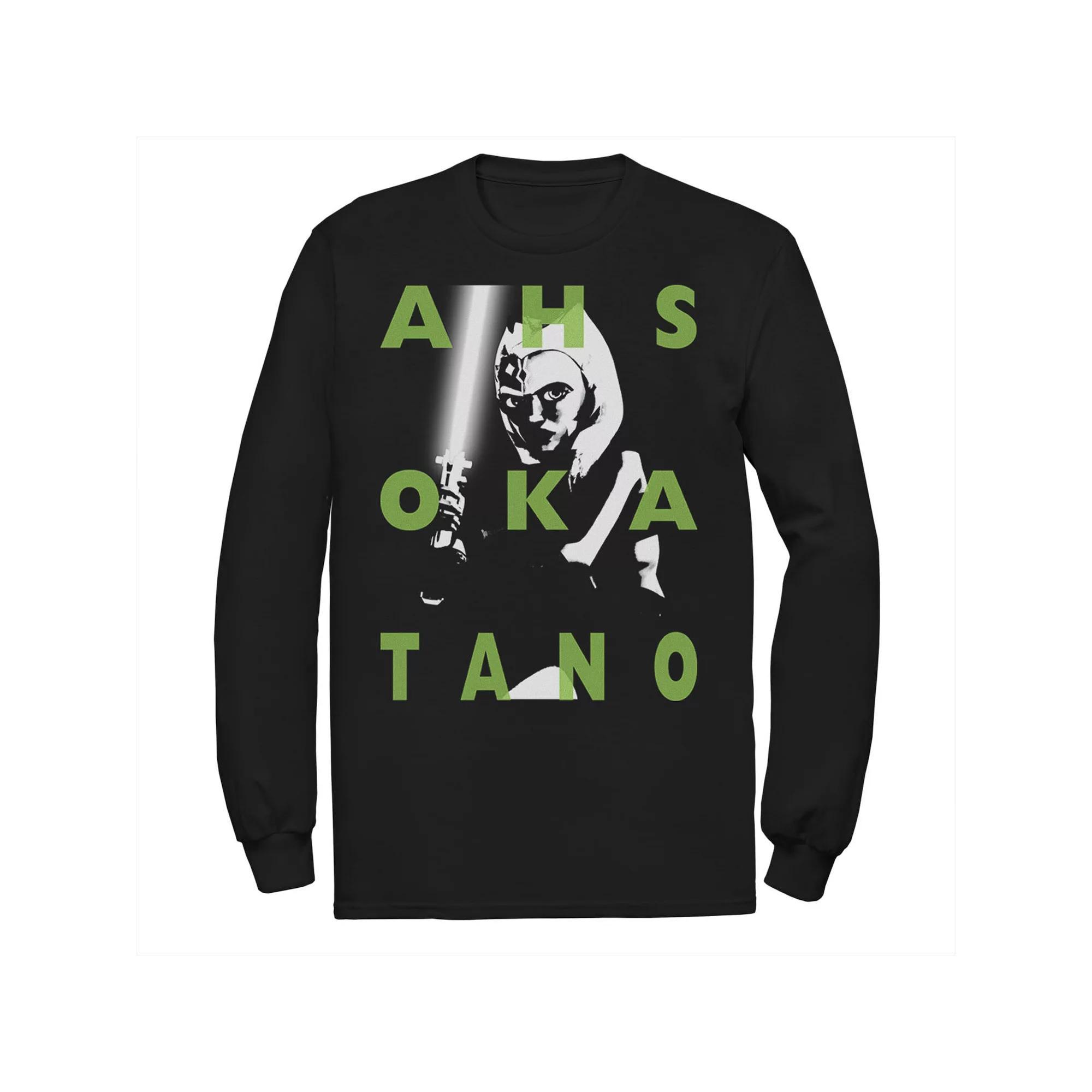 Men's Star Wars: Clone Wars Ahsoka Tano Text Overlay Tee, Size: Small, Black Product Image