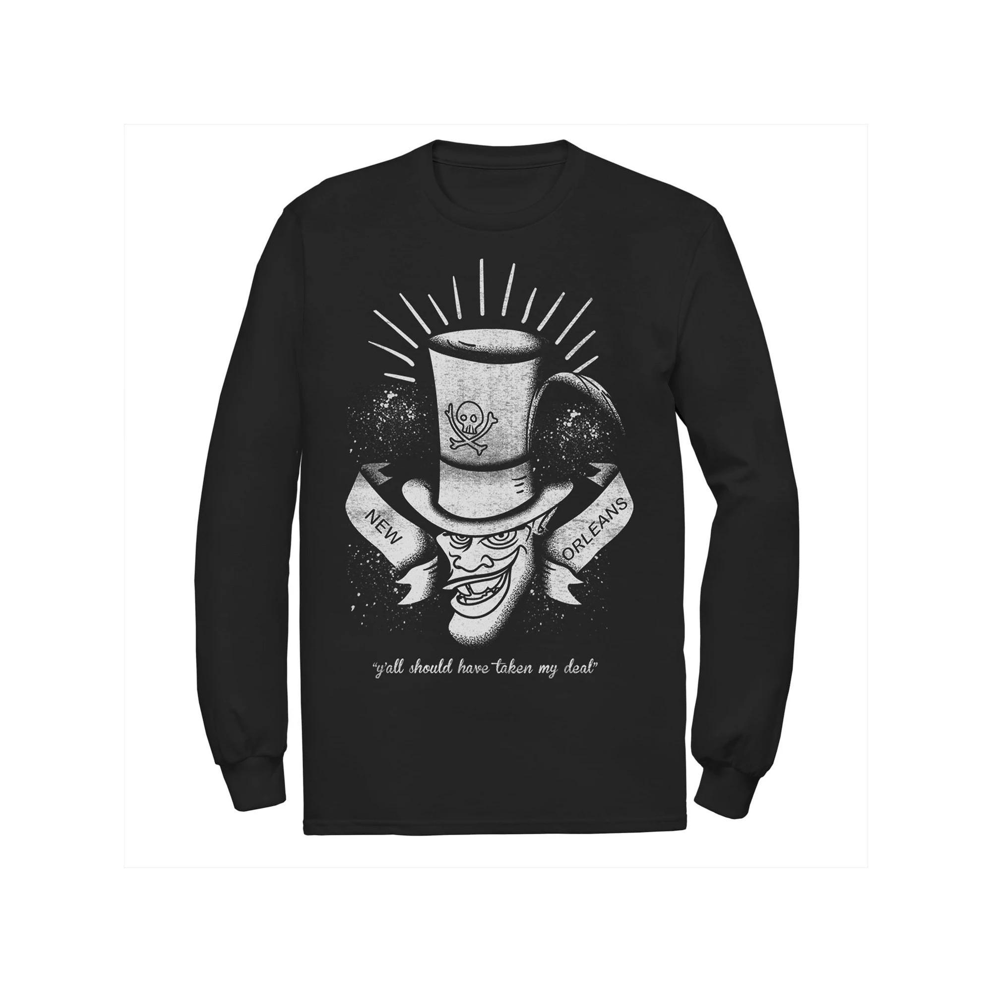 Men's Disney Princess and the Frog Doctor Facilier Deal Long Sleeve Tee, Size: Medium, Black Product Image