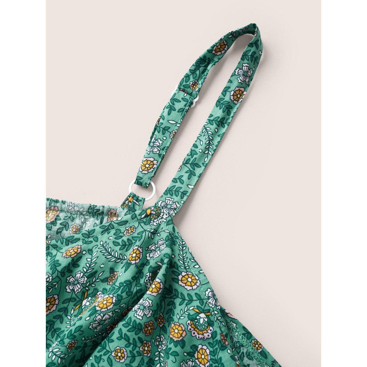 Plus Size Bandana Ruffles Belted Cold Shoulder Dress Aquamarine Women Resort Non U-neck Sleeveless Curvy Midi Dress BloomChic 28/5X Product Image
