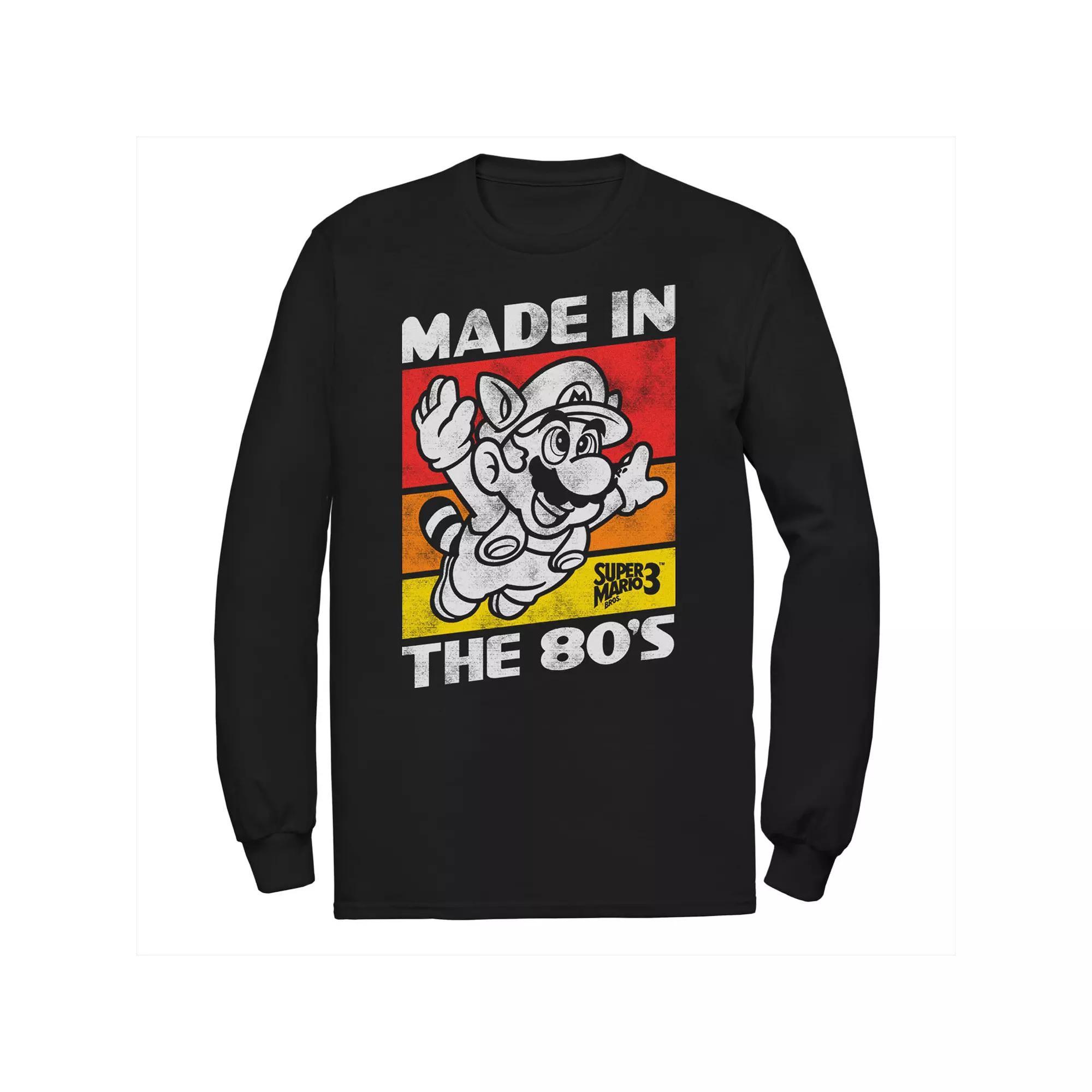 Big & Tall Nintendo Super Mario Bros 3 Made in the 80s Long Sleeve Tee, Men's, Size: 3XL, Black Product Image