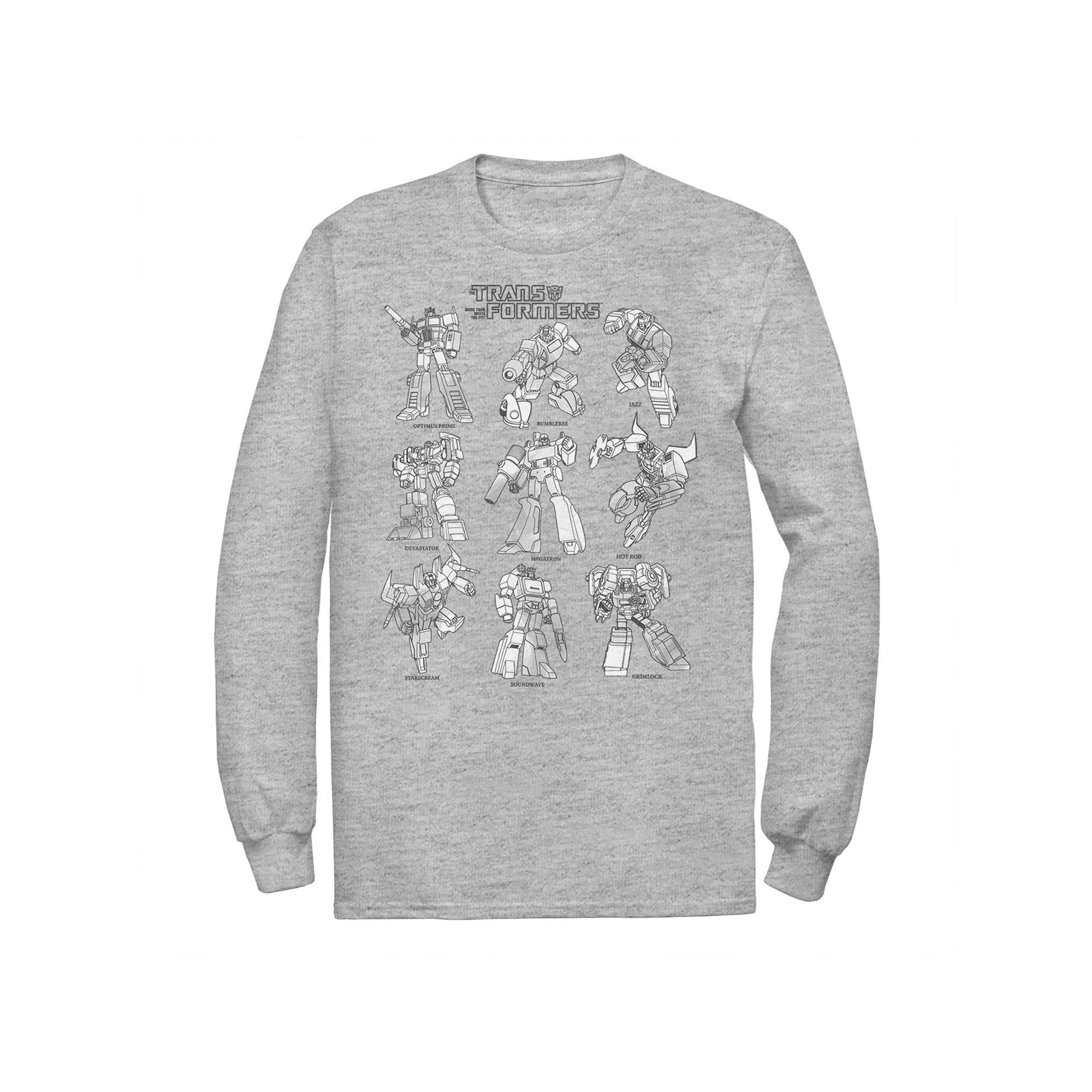 Big & Tall Transformers Textbook Poster Long Sleeve, Men's, Size: XL Tall, Athletic Grey Product Image
