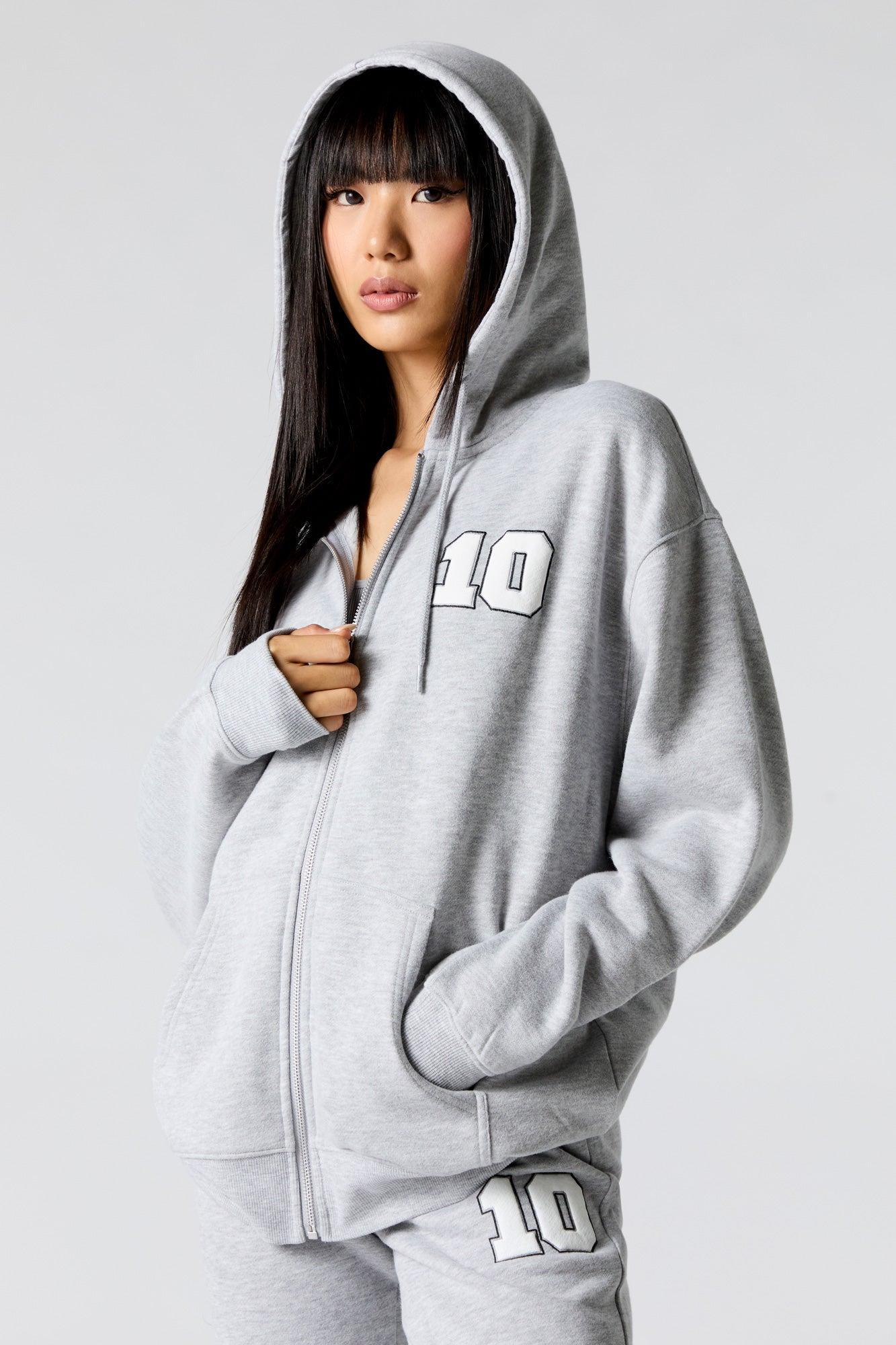City Embroidered Zip-Up Fleece Hoodie Female Product Image
