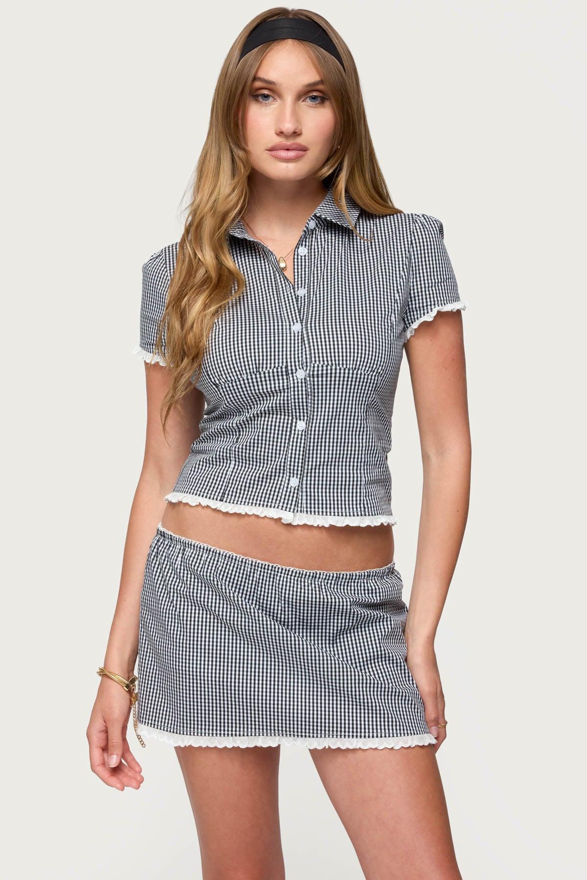 Paige Gingham Mini Skort Product Image
