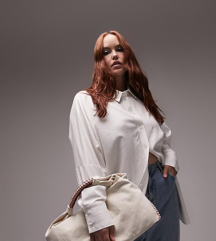 Topshop Curve seersucker shirt in white  Product Image