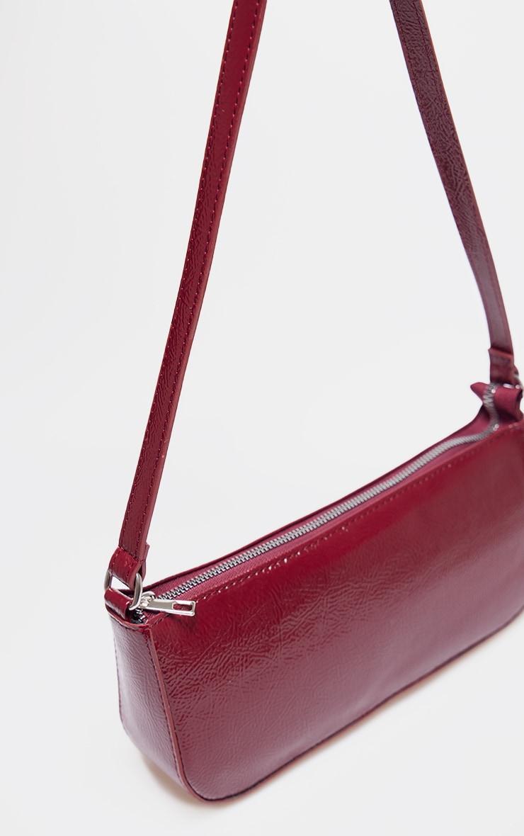  Burgundy Crinkle Patent Pu Zip Shoulder Bag Product Image