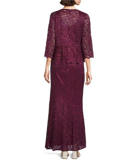 R & M Richards 3/4 Sleeve Scoop Neck Lace 2-Piece Jacket Dress Product Image