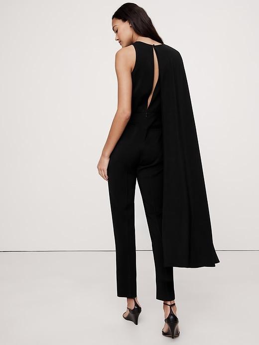 Crepe Cape-Shoulder Jumpsuit Product Image