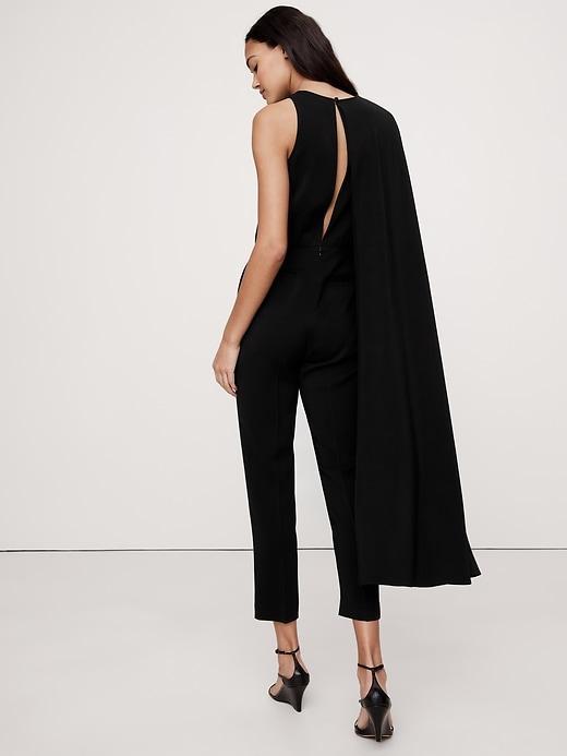 Crepe Cape-Shoulder Jumpsuit Product Image