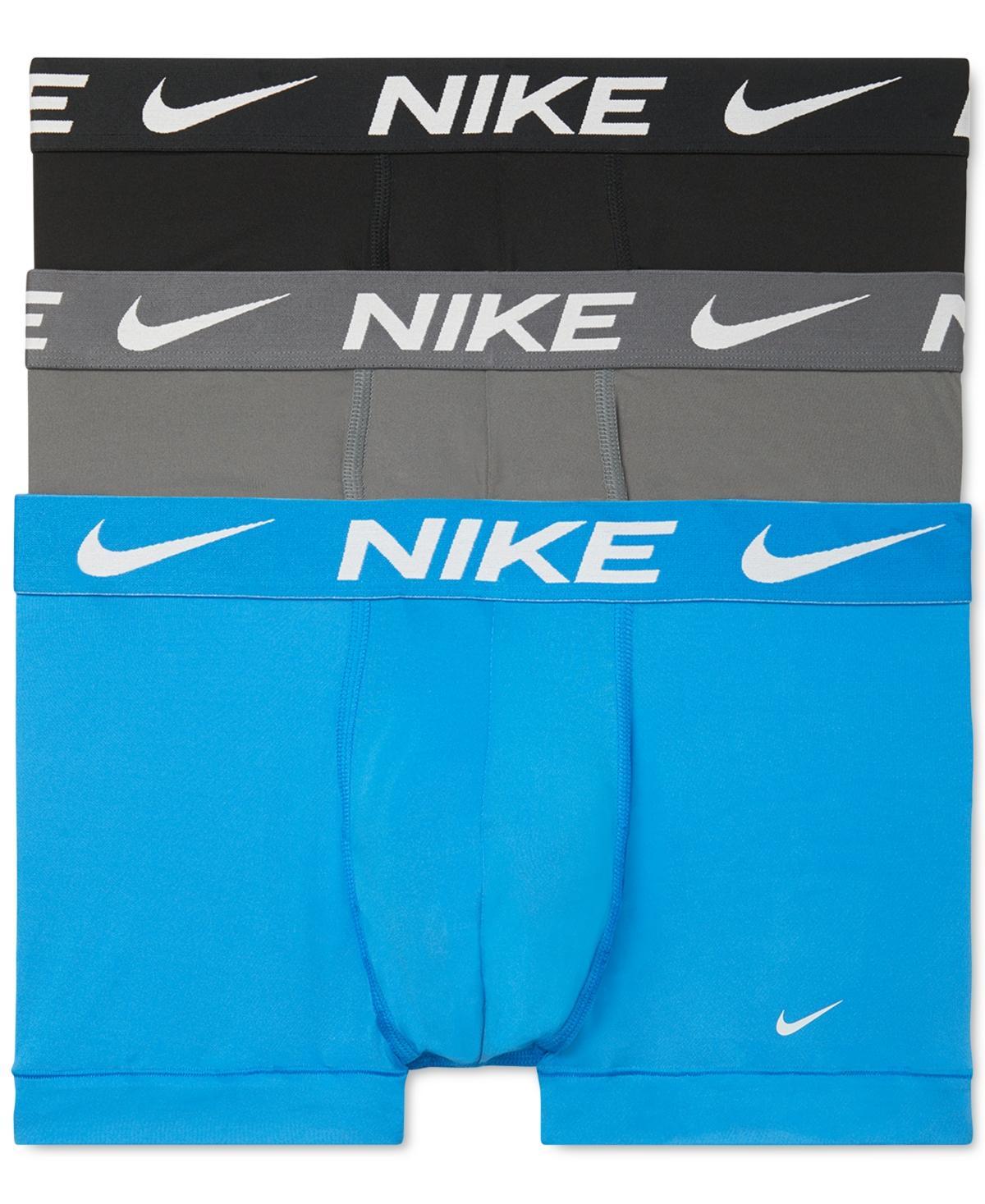Men's Nike Dri-FIT Essential 3-pack Microfiber Trunks, Size: Medium, Nike Logo Grey Black Product Image