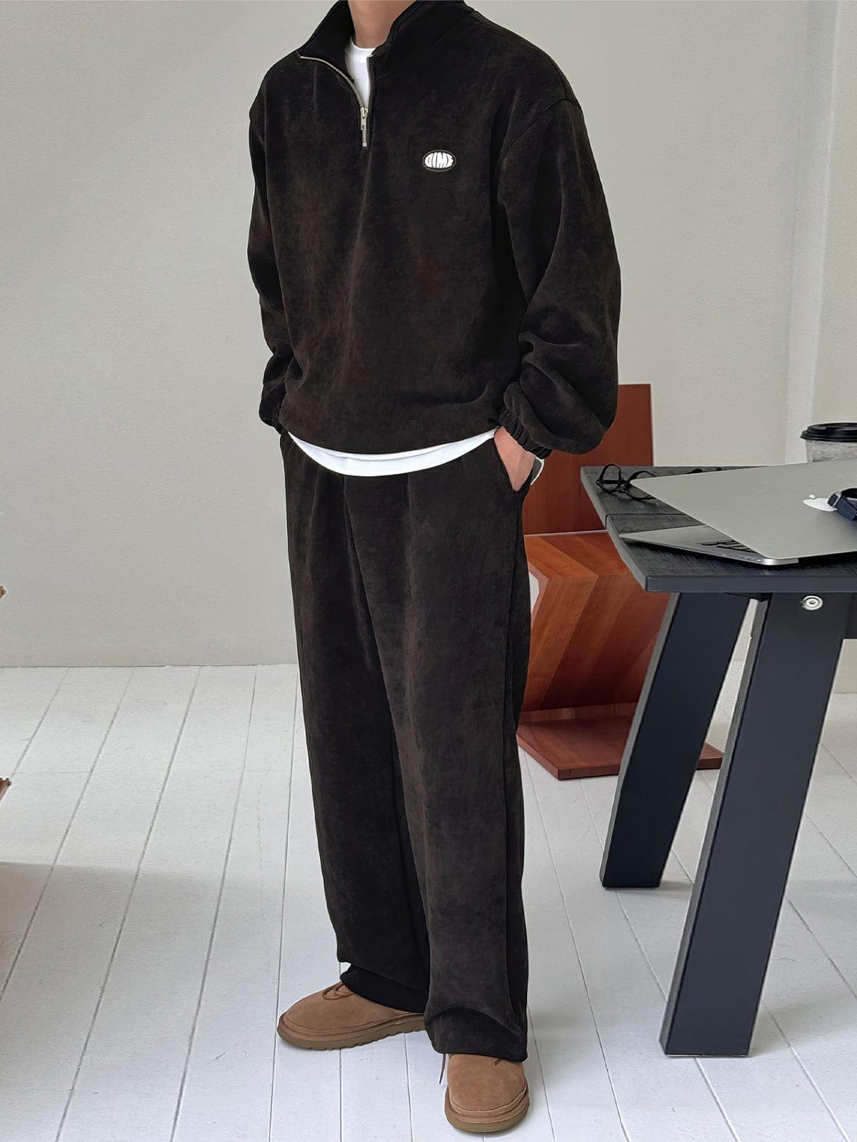 RT No. 12456 BLACK KNIT HALF ZIP & SWEATPANTS Product Image