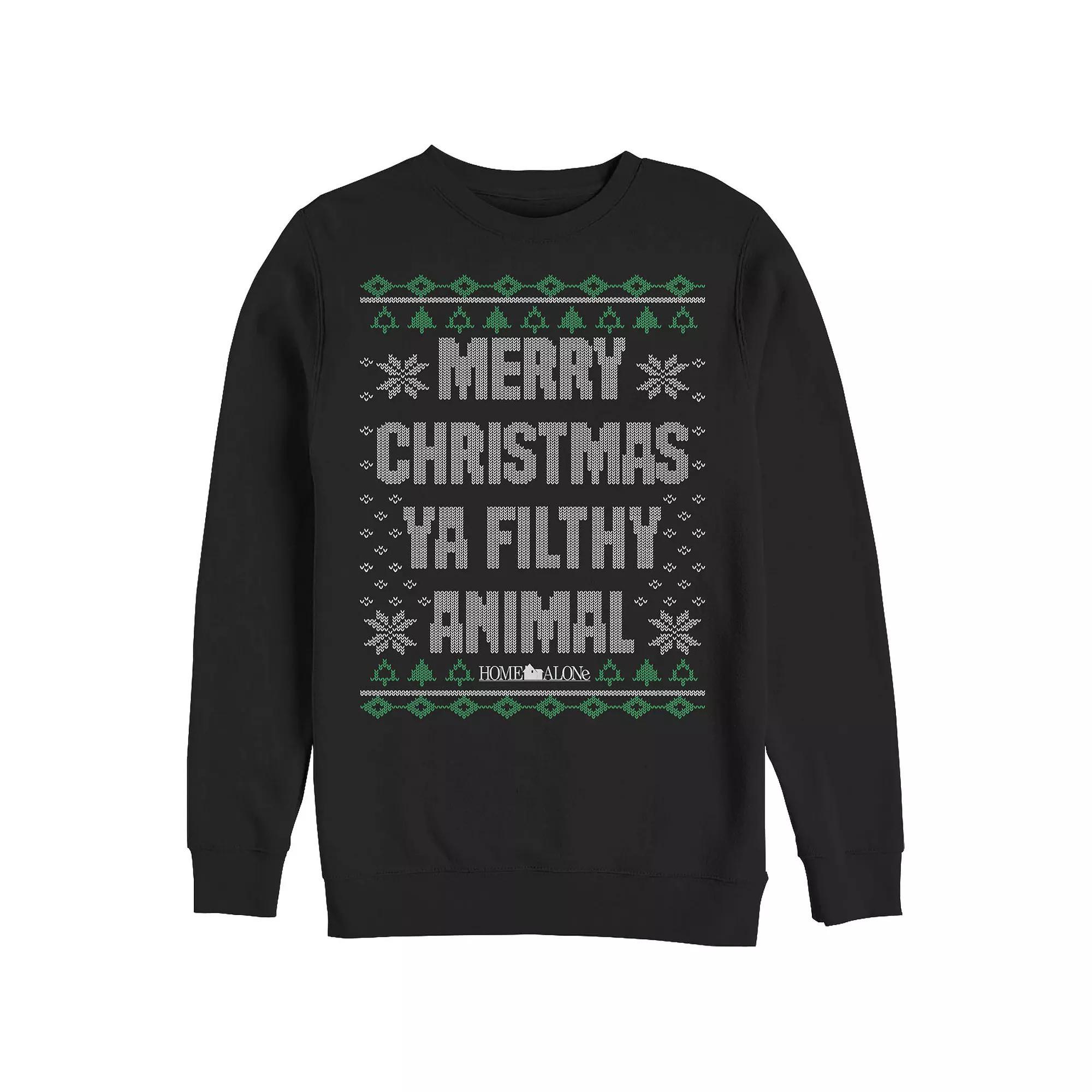 Big & Tall Home Alone Merry Christmas Ya Filthy Animal Sweater Graphic Fleece, Men's, Size: XXL, Red Product Image