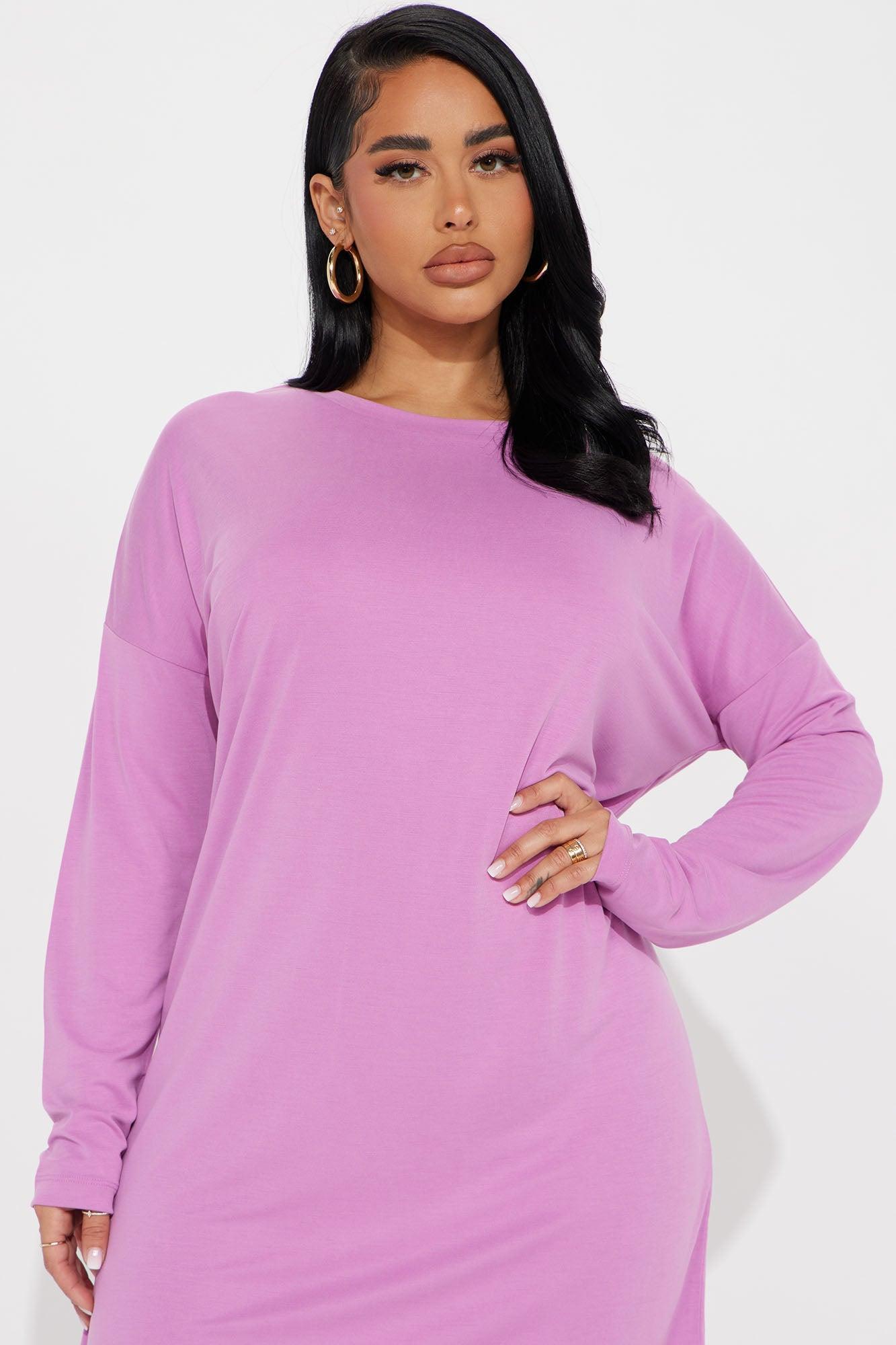 Cozy At Home T Shirt Midi Dress - Pink Product Image