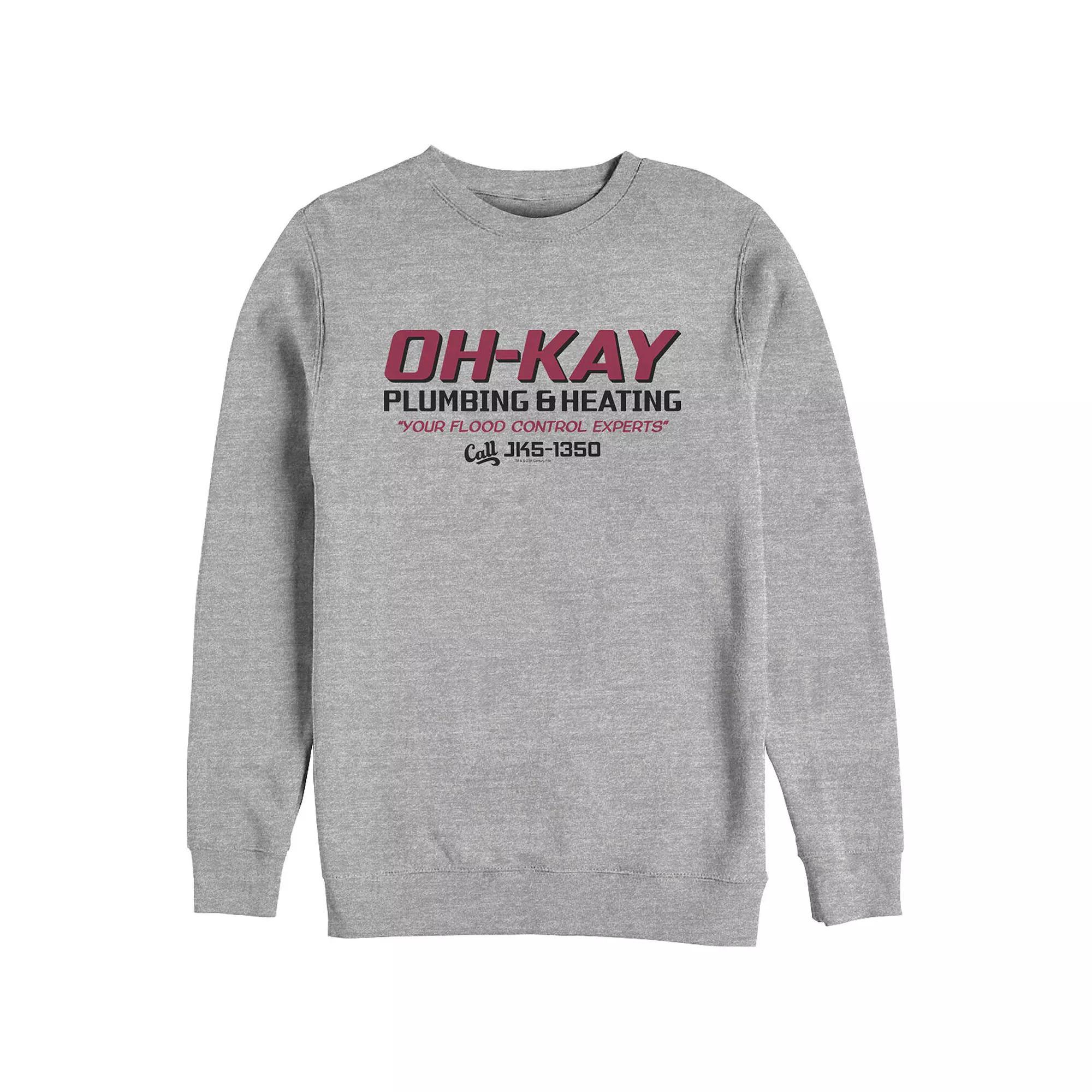 Big & Tall Home Alone Oh-Kay Plumbing & Heating Logo Graphic Fleece, Men's, Size: 5XL, Athletic Grey Product Image