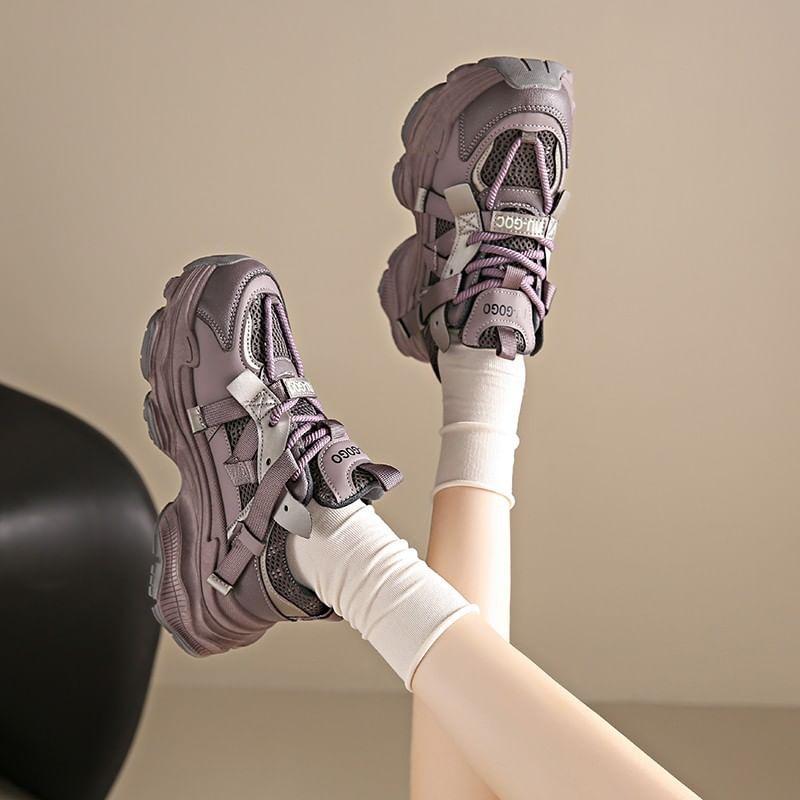 Platform Panel Mesh Sneakers Product Image