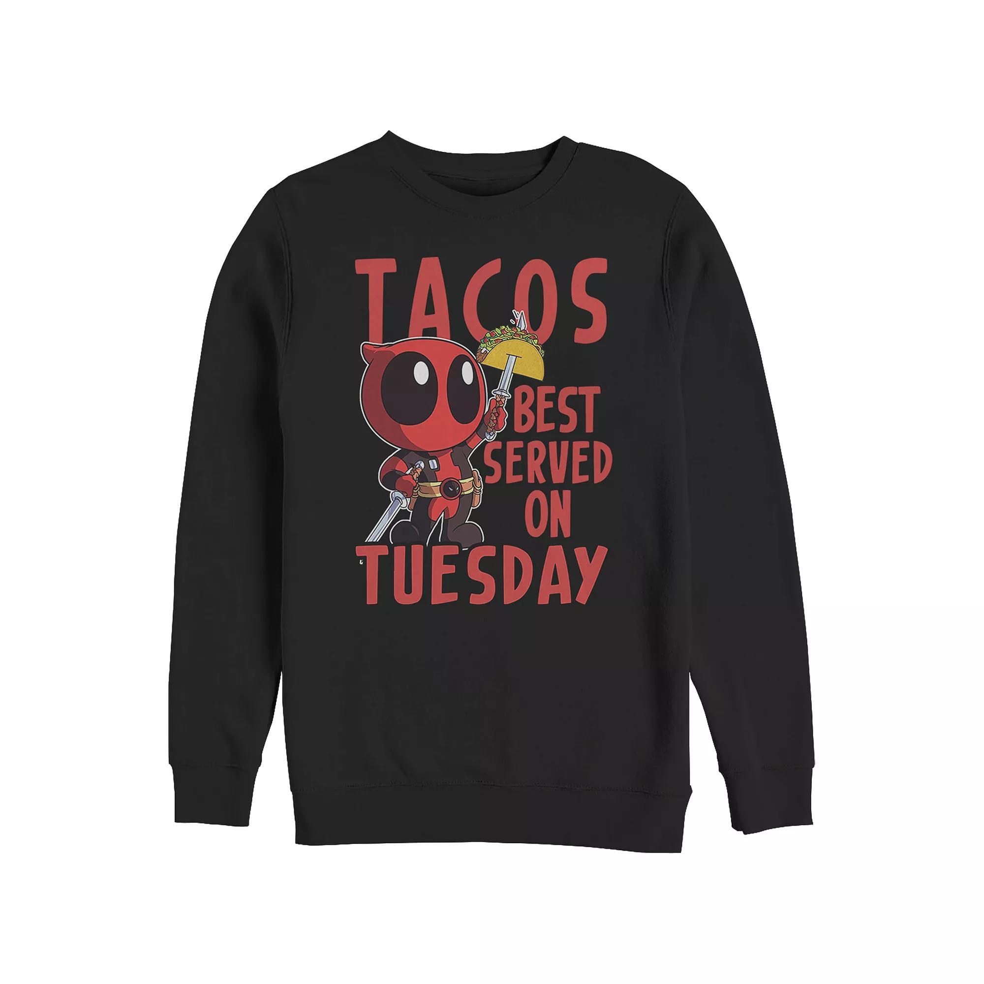 Big & Tall Marvel Deadpool Tacos Best Served On Tuesday Graphic Fleece, Men's, Size: 4XB, Black Product Image