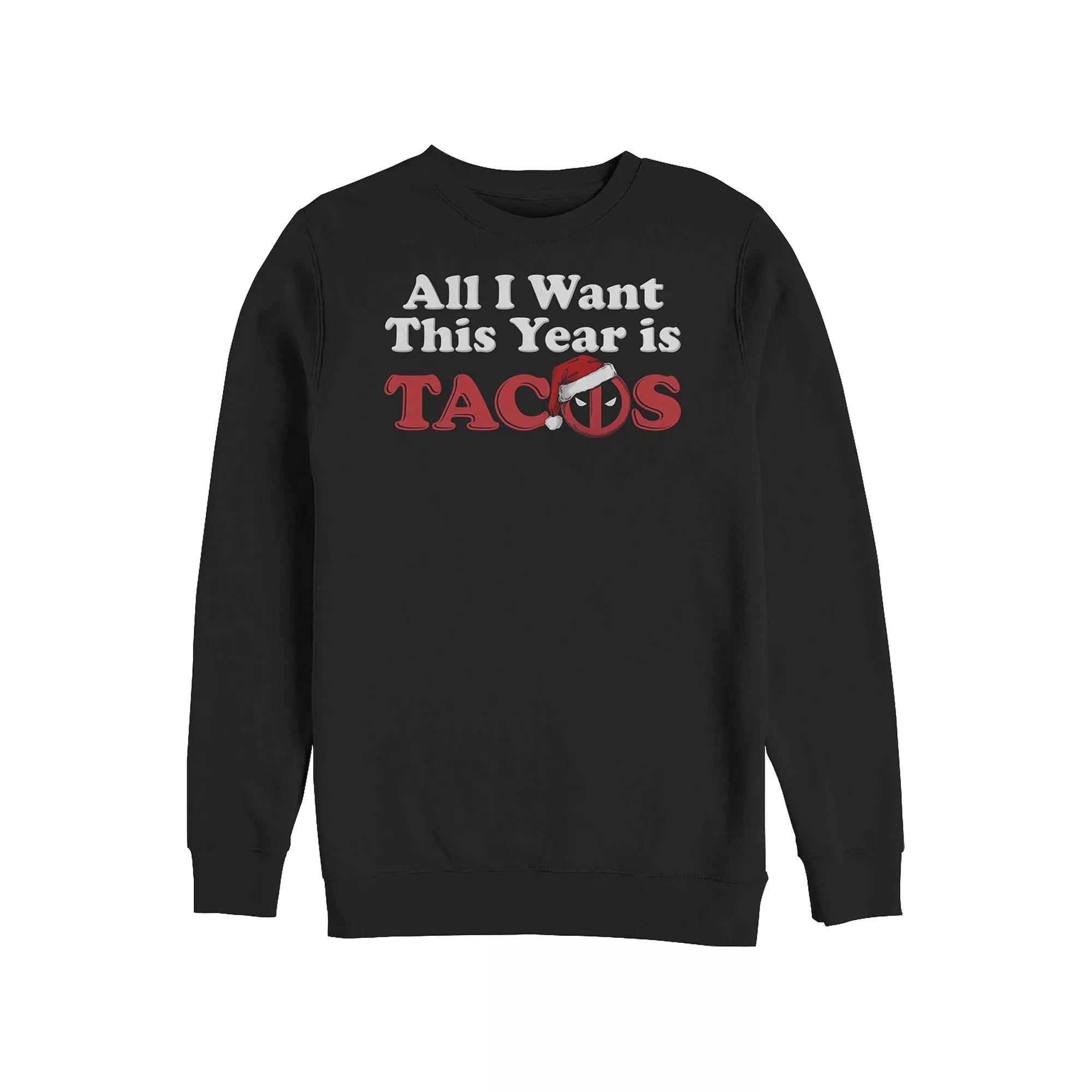 Big & Tall Marvel Deadpool All I Want This Year Is Tacos Icon Graphic Fleece, Men's, Size: 5XB, Black Product Image