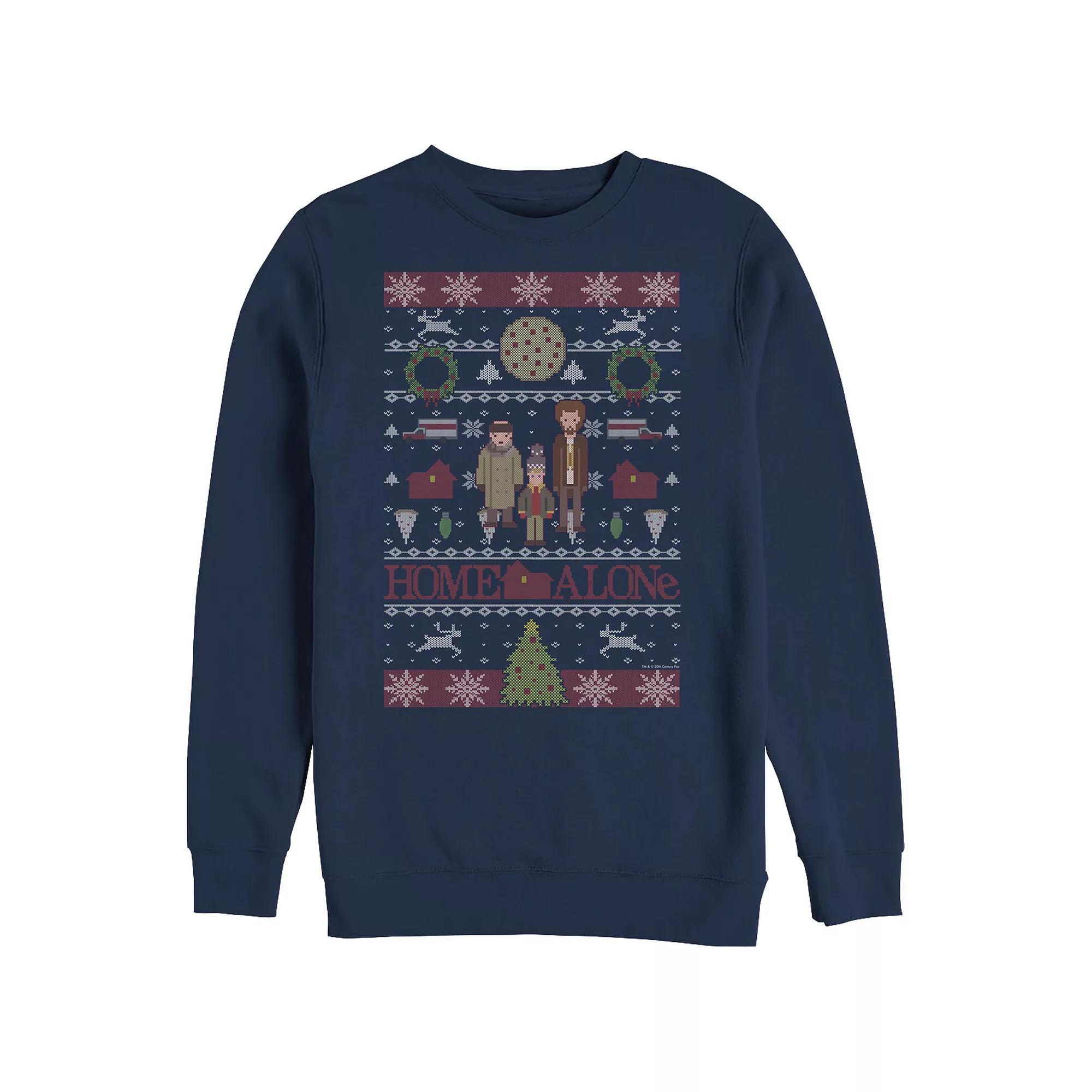 Big & Tall Home Alone Christmas Sweater Graphic Fleece, Men's, Size: Large Tall, Black Product Image