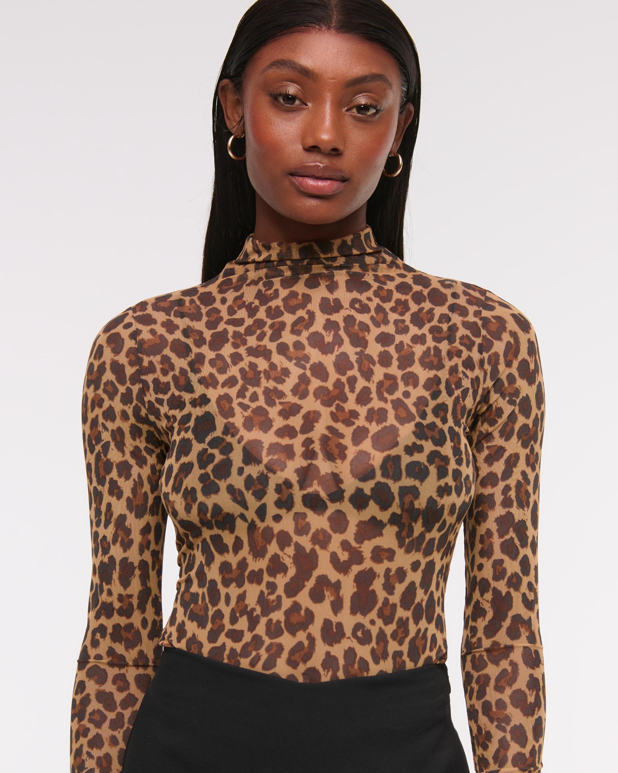 Long-Sleeve Mesh Mockneck Top Product Image
